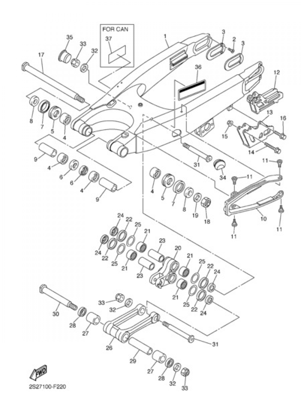 REAR ARM Yamaha YZ250F 2007