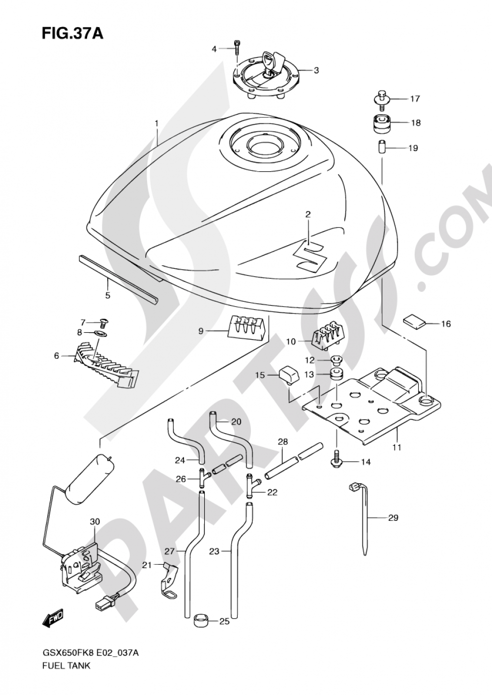 37A FUEL TANK (MODEL K9) Suzuki GSX650F 2009