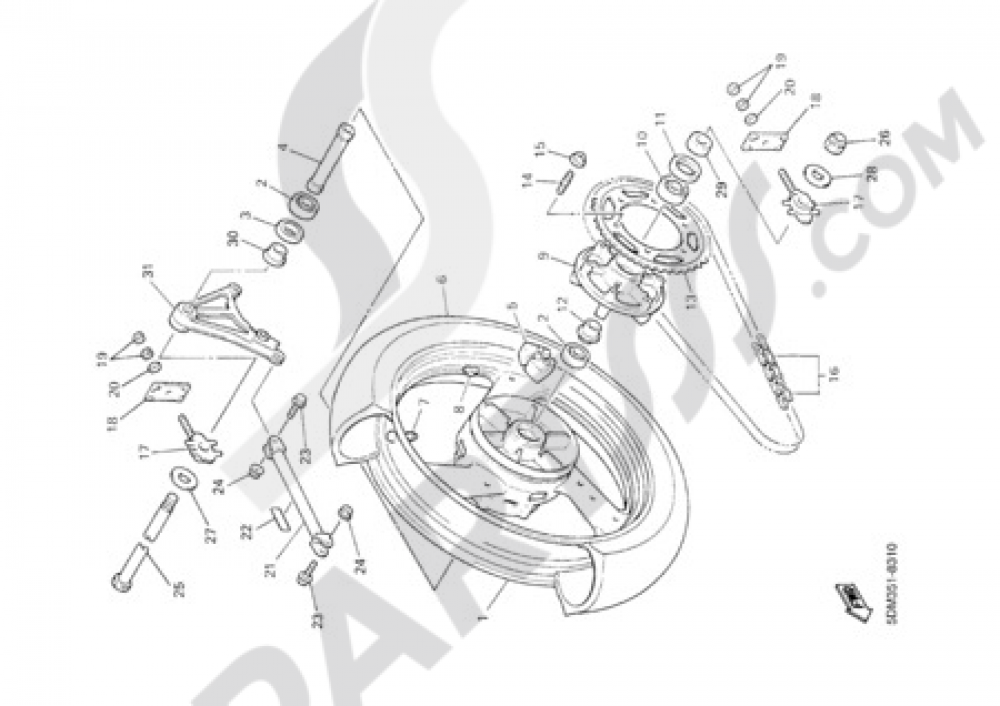 REAR WHEEL Yamaha FZS 600 Fazer 2002