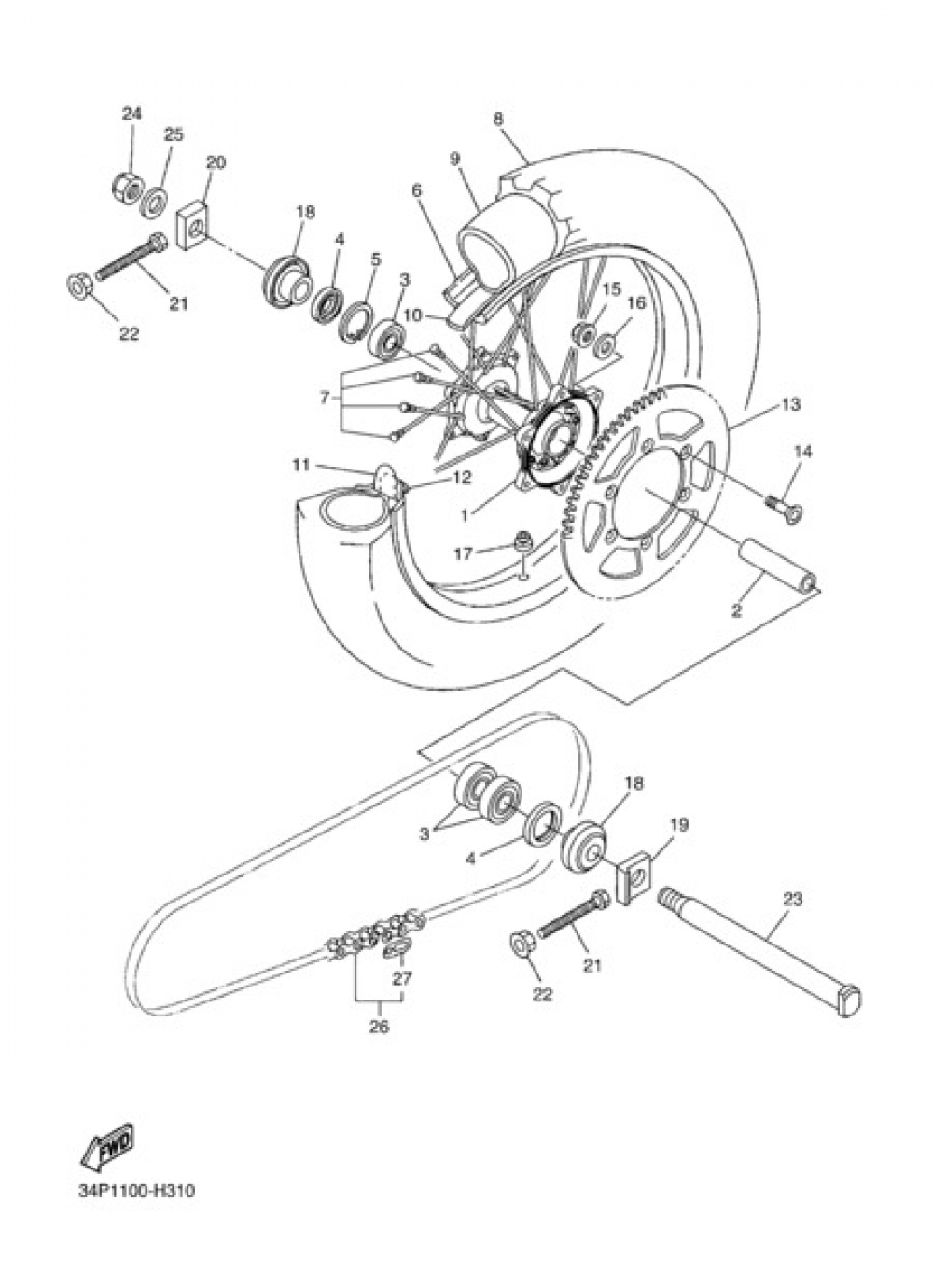 REAR WHEEL Yamaha YZ450F 2009