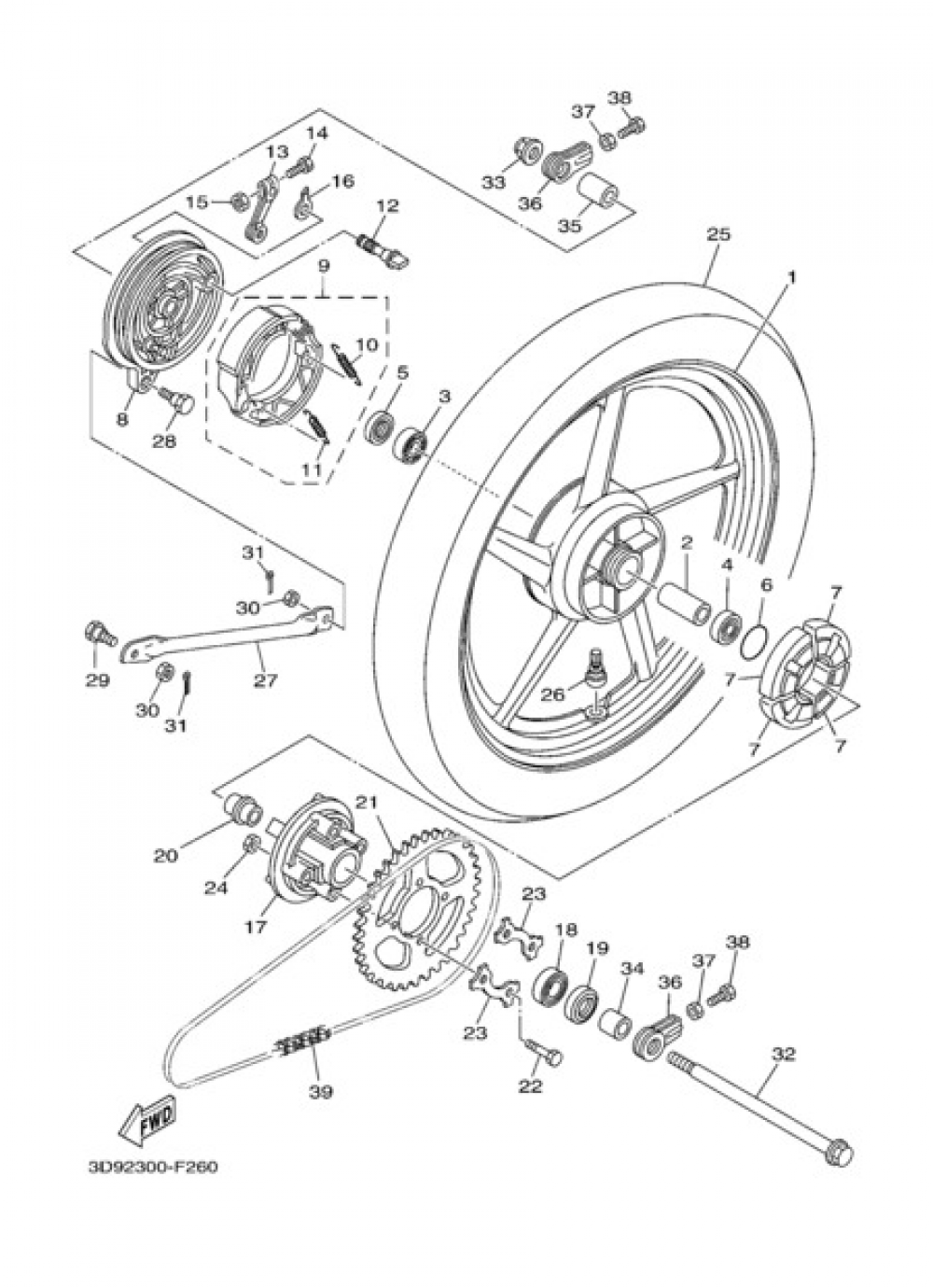 RUEDA TRASERA Yamaha YBR125 2009