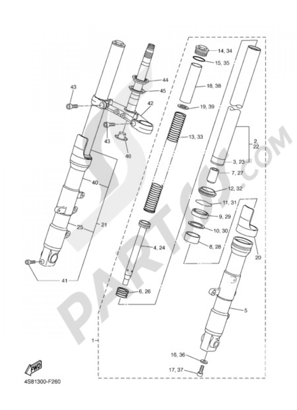 FRONT FORK Yamaha FZ6 Fazer S2 ABS 2009