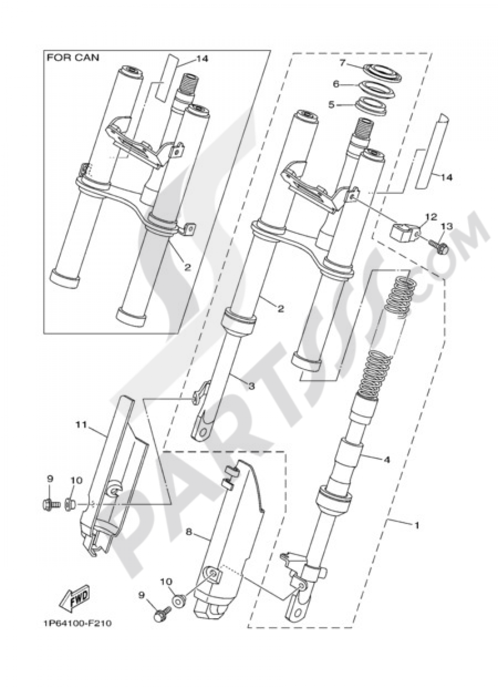 FRONT FORK Yamaha TT-R50E 2007