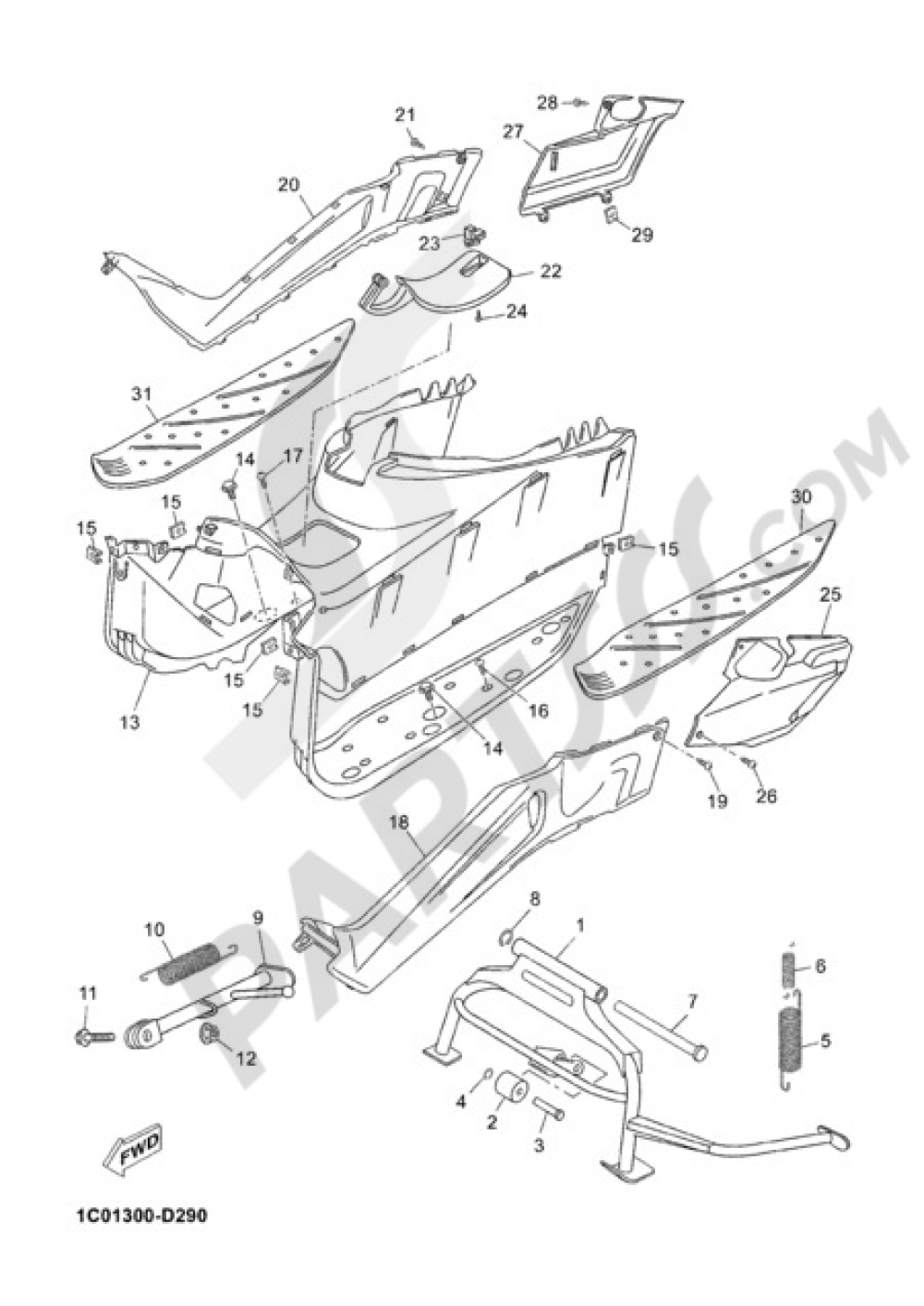 SOPORTE & APOYAPIE Yamaha X-Max 250 2005