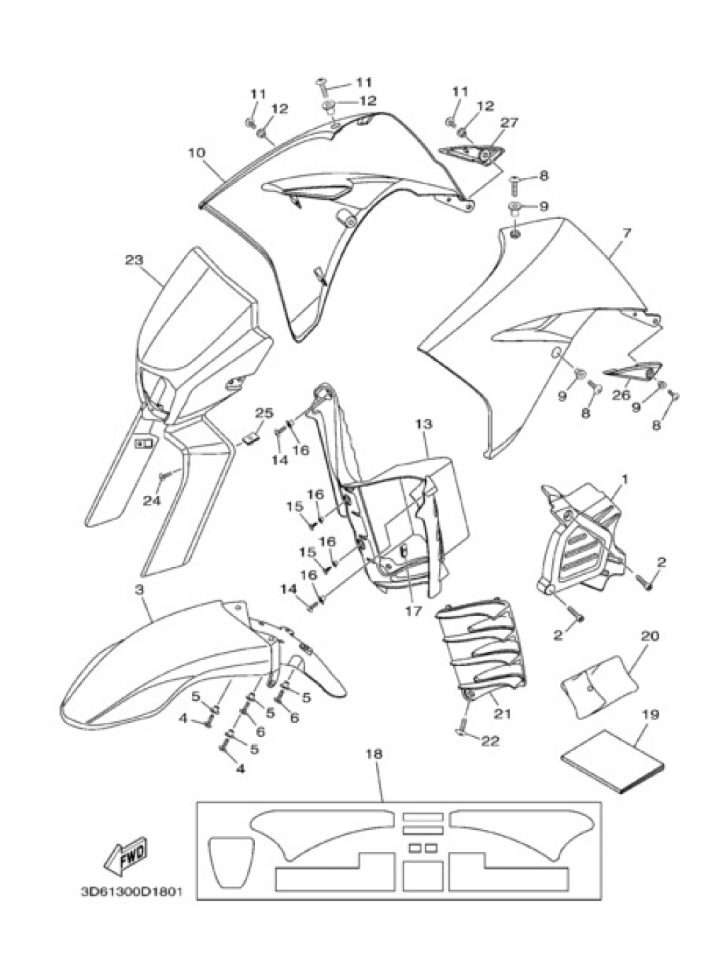 FRONT BODY Yamaha XT125R 2005