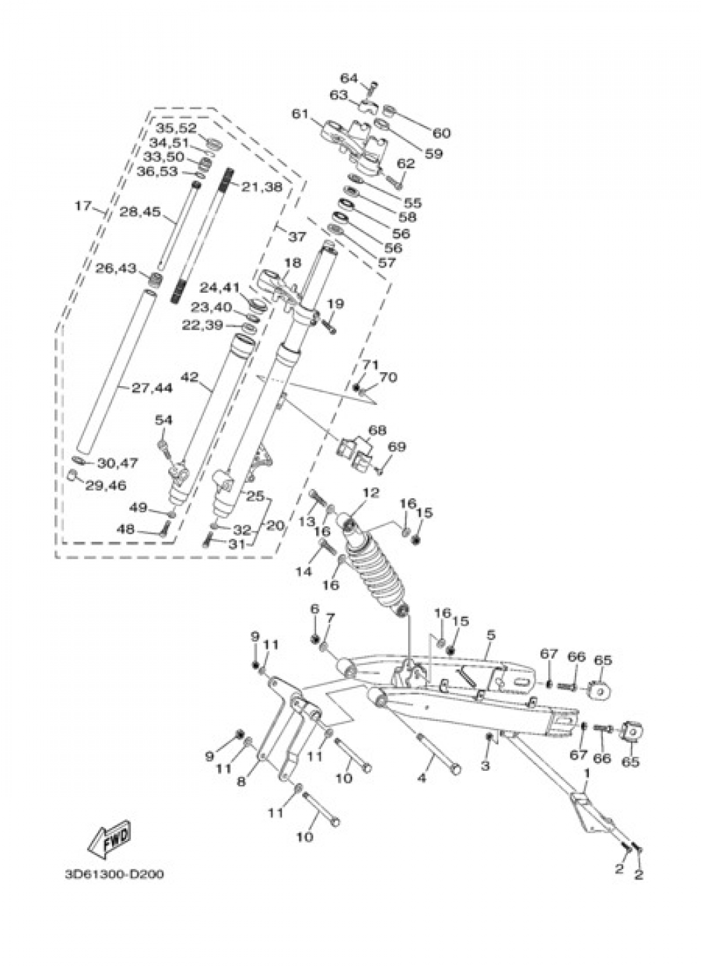 FRONT AND REAR SUSPENSION Yamaha XT125R 2005