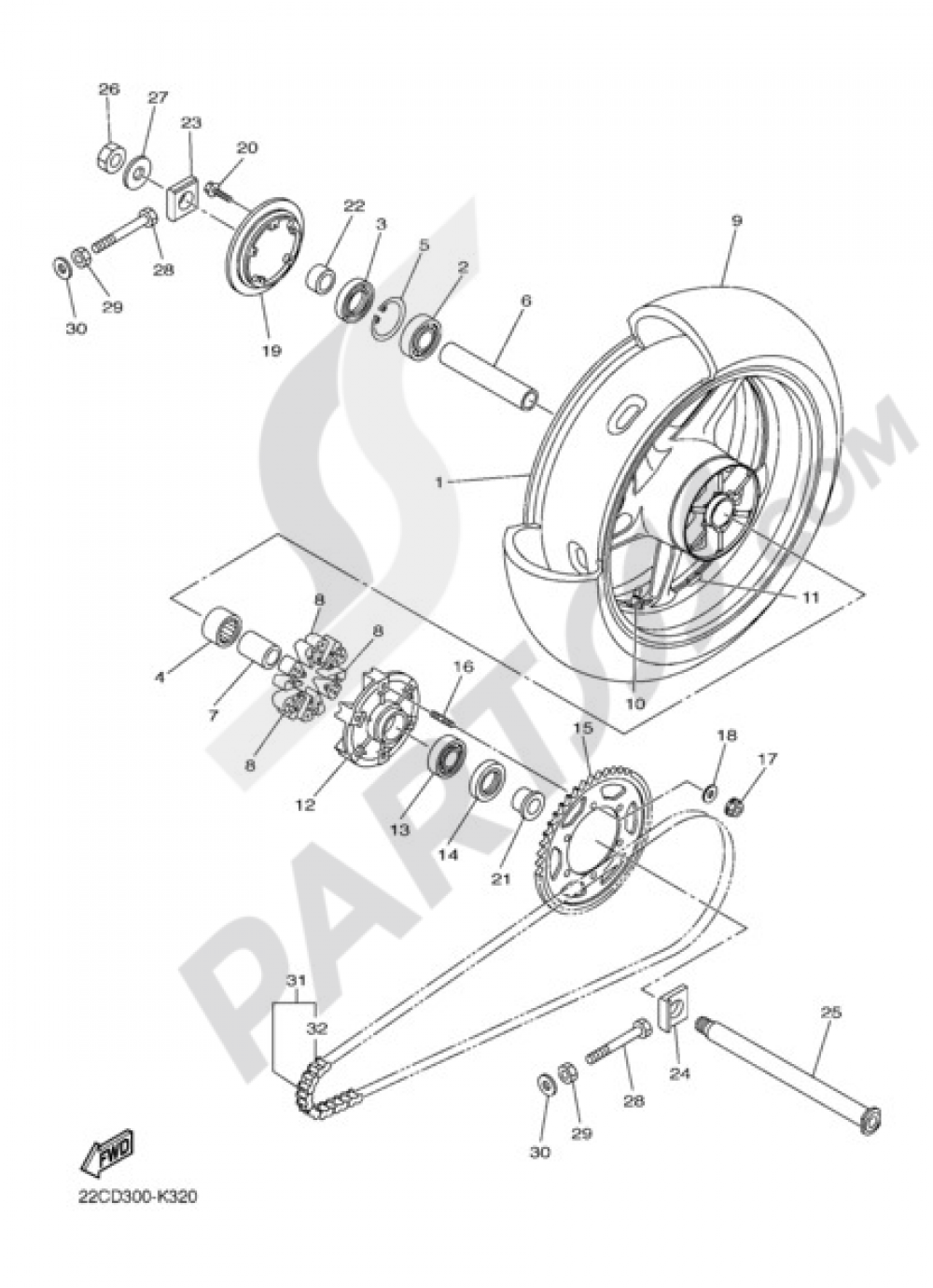 REAR WHEEL Yamaha FZ1 Fazer ABS 2011