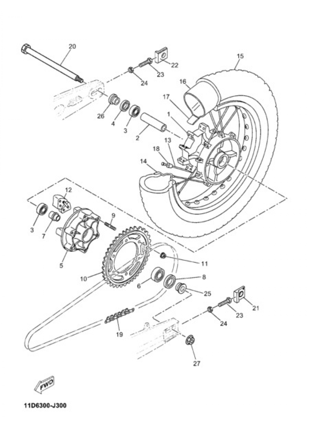 REAR WHEEL Yamaha XT660Z Tenere 2011