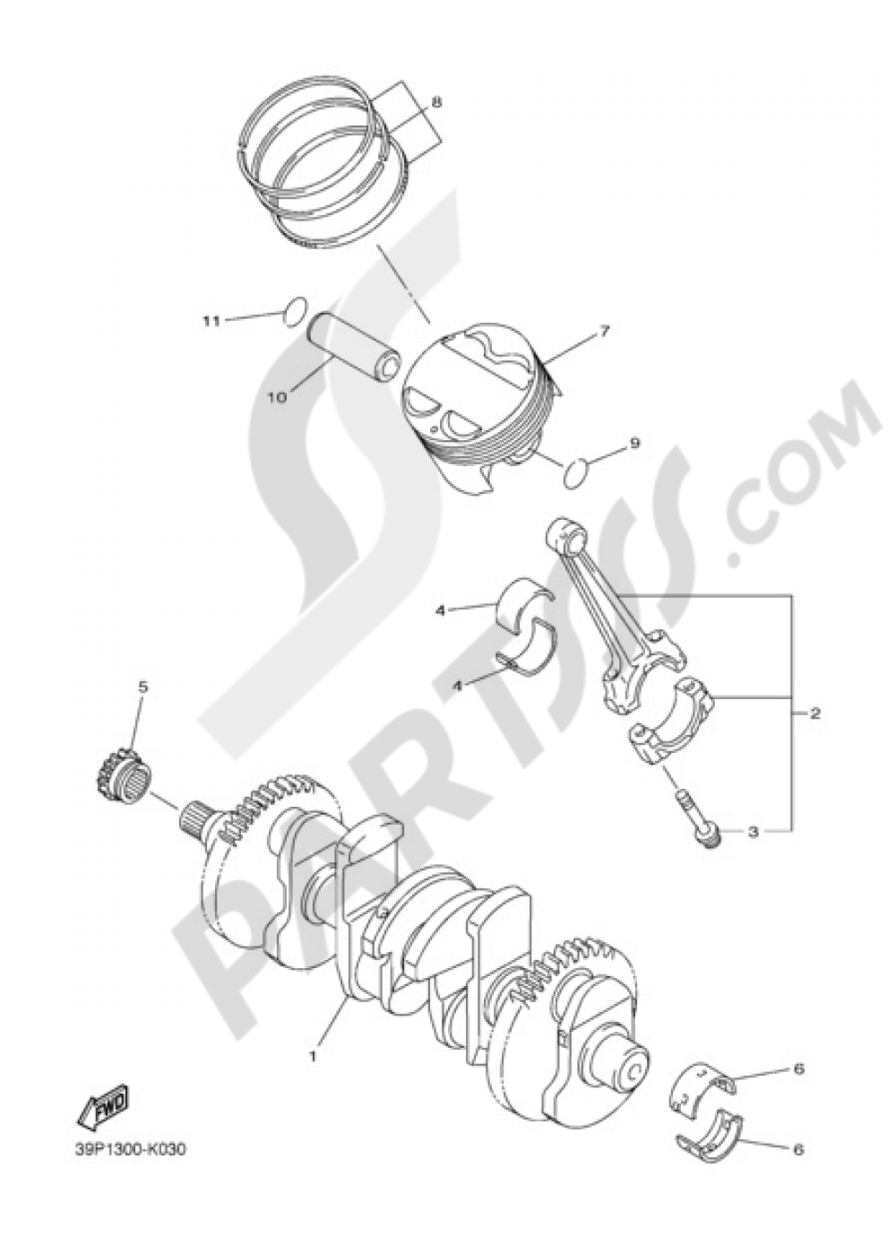 CRANKSHAFT & PISTON Yamaha FZ8 2011