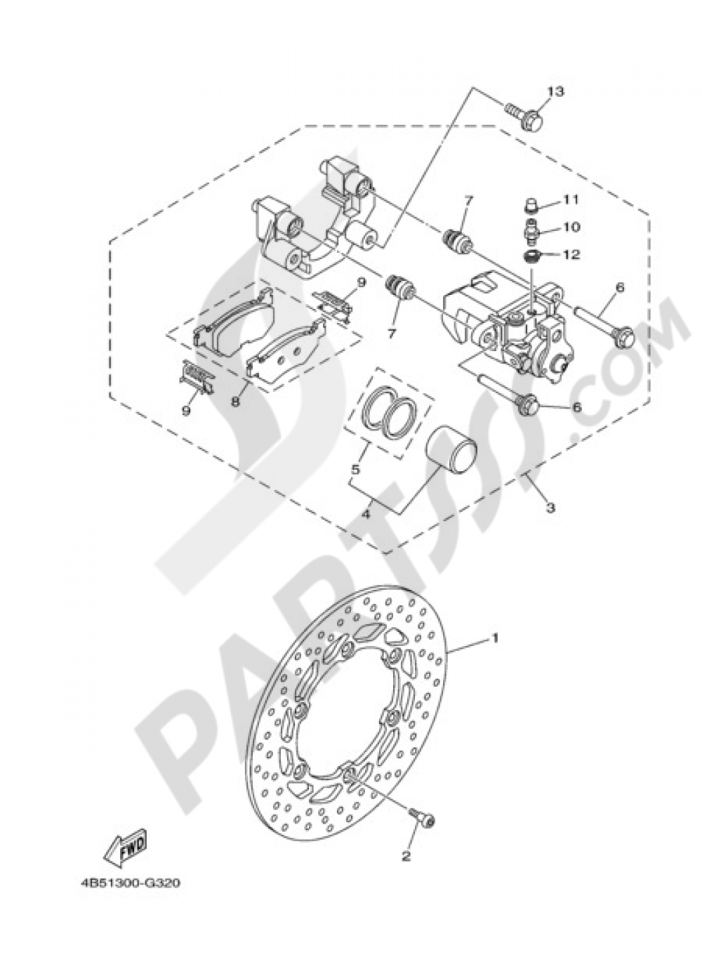 CALIBRE FRENO TRASERA Yamaha T-Max 2010