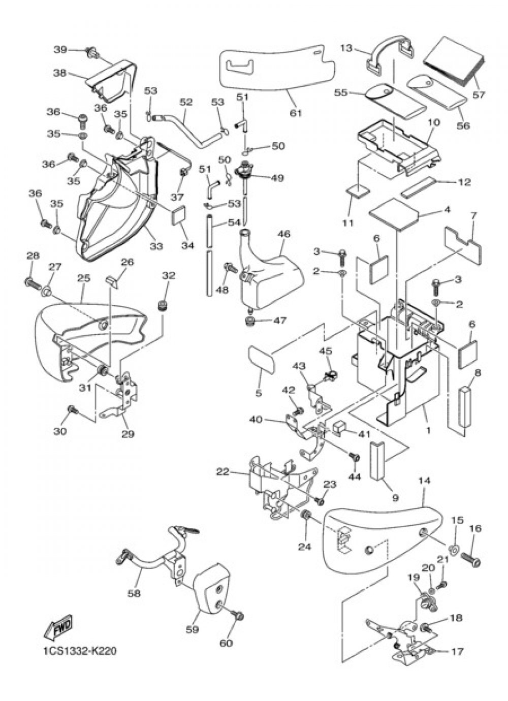 SIDE FAIRING / COWLING Yamaha XVS1300A Midnight Star 2011