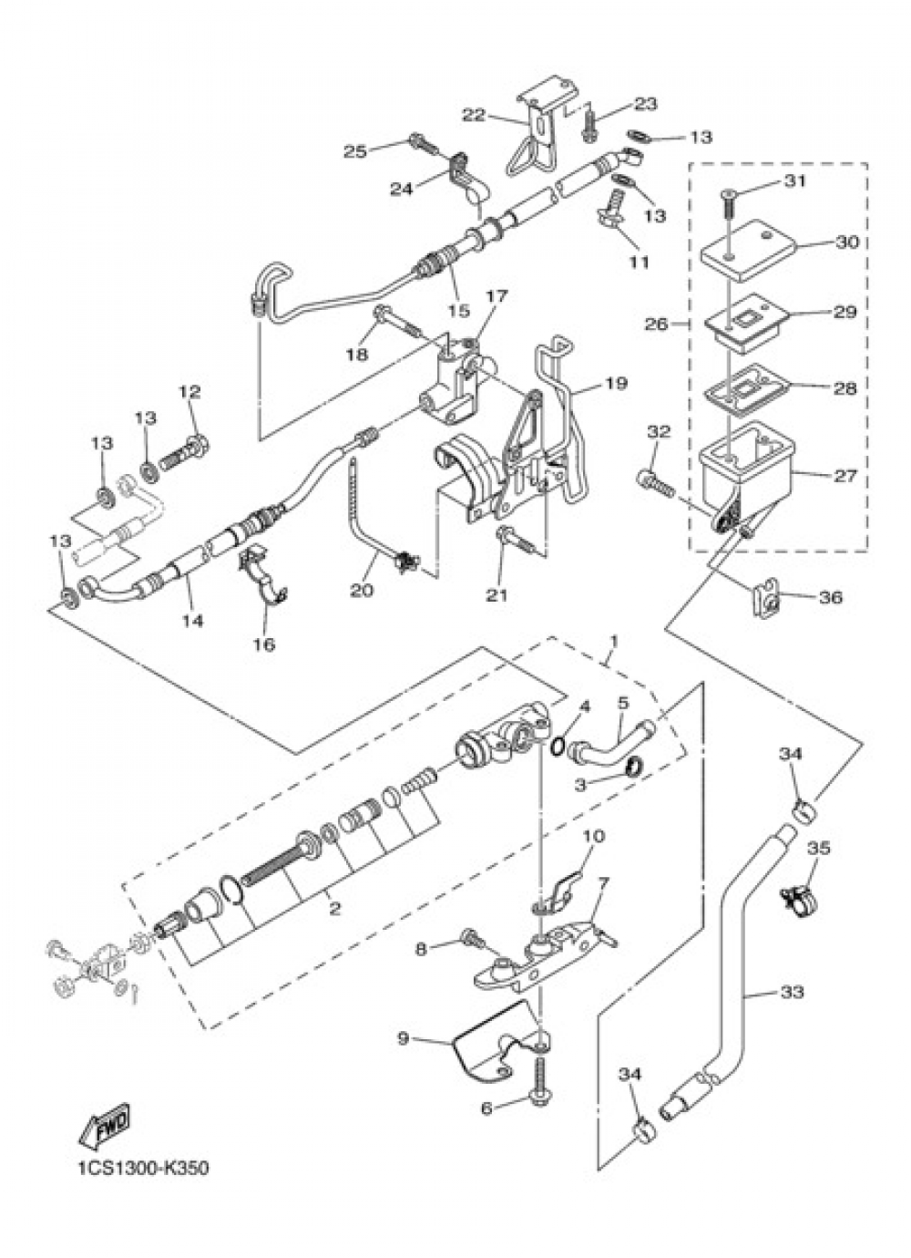 REAR MASTER CYLYNDER Yamaha XVS1300A Midnight Star 2011