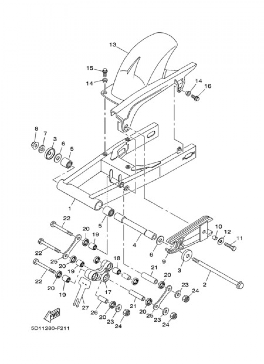 REAR ARM Yamaha YBR250 2011