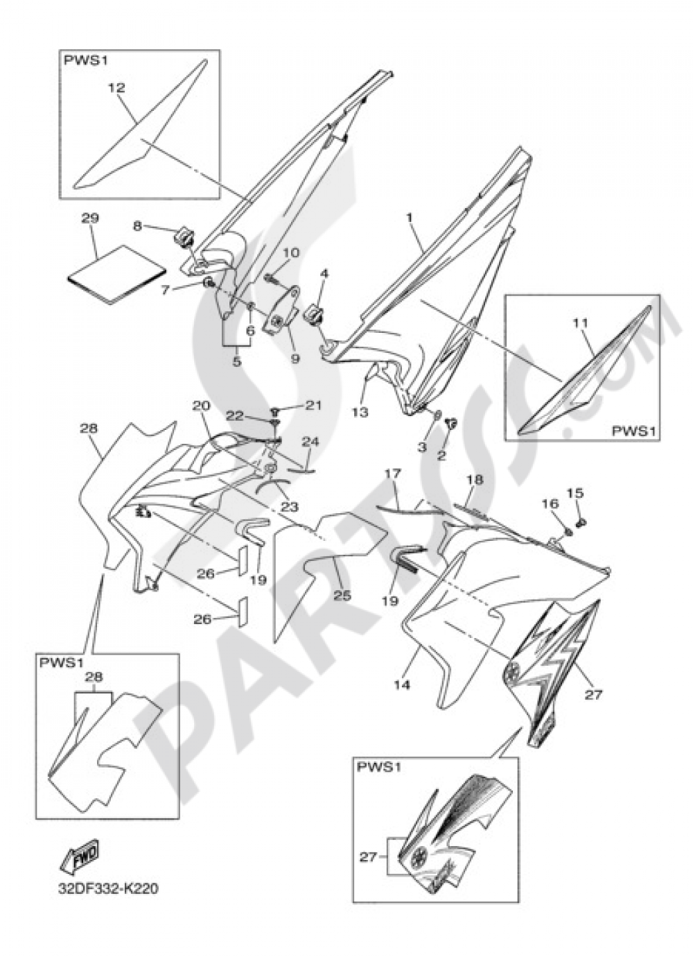 SIDE FAIRING / COWLING Yamaha WR250R 2011