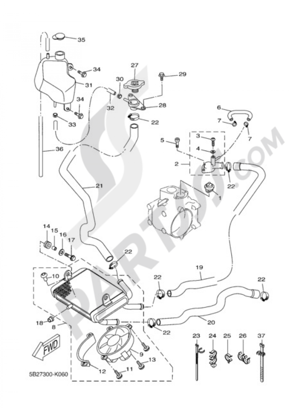 RADIATOR AND HOSE Yamaha X-City 250 2011