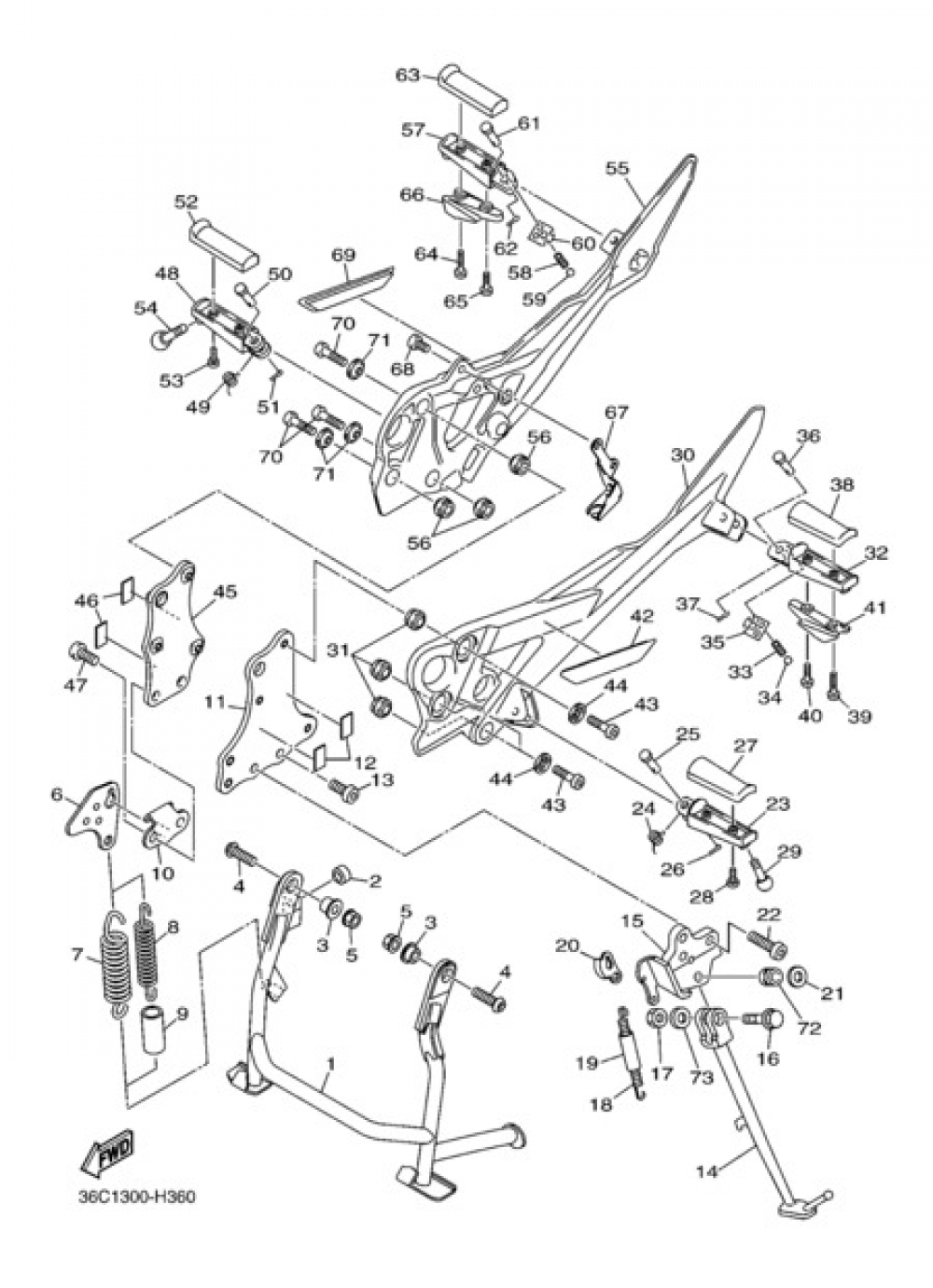 STAND & FOOTREST Yamaha XJ6 Diversion ABS 2010