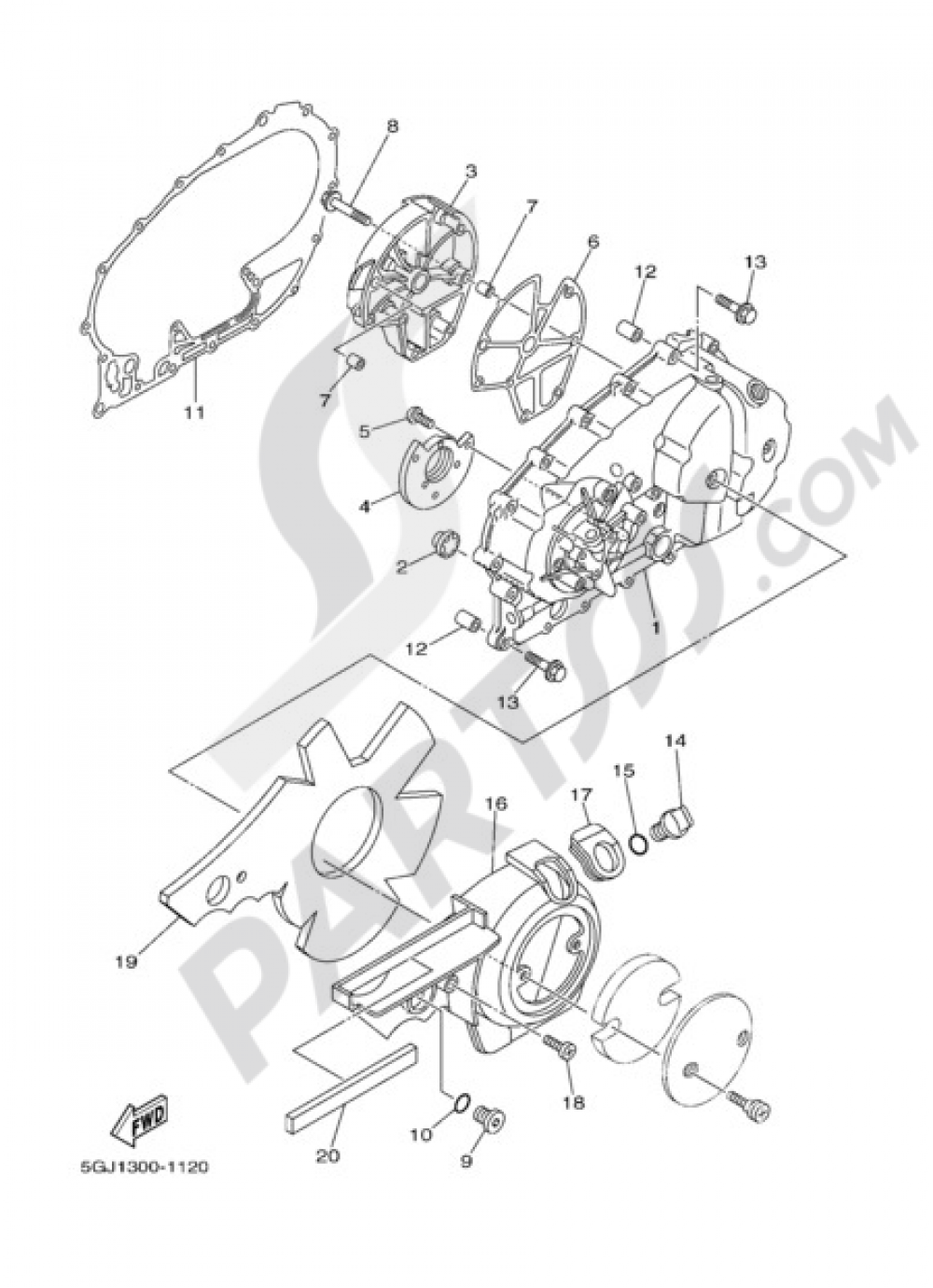 CRANKCASE COVER 1 Yamaha T-Max ABS 2007