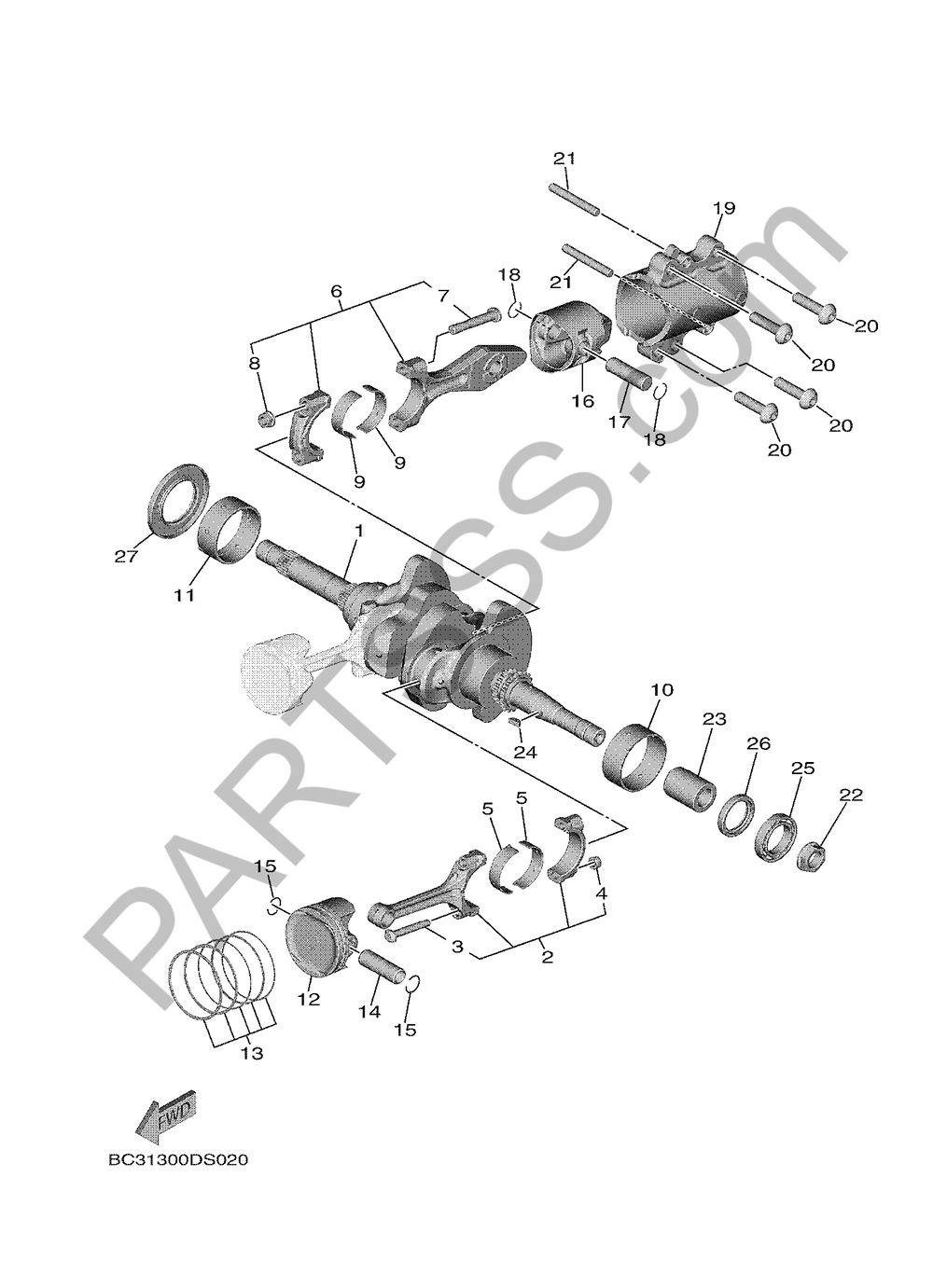 CRANKSHAFT & PISTON Yamaha TDM 900 ABS 2018