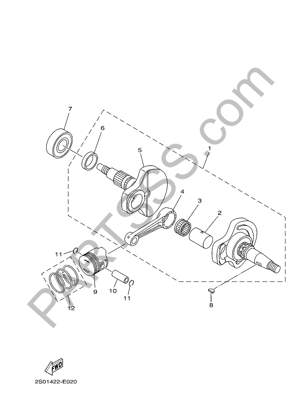 CRANKSHAFT & PISTON Yamaha TT-R110E 2017