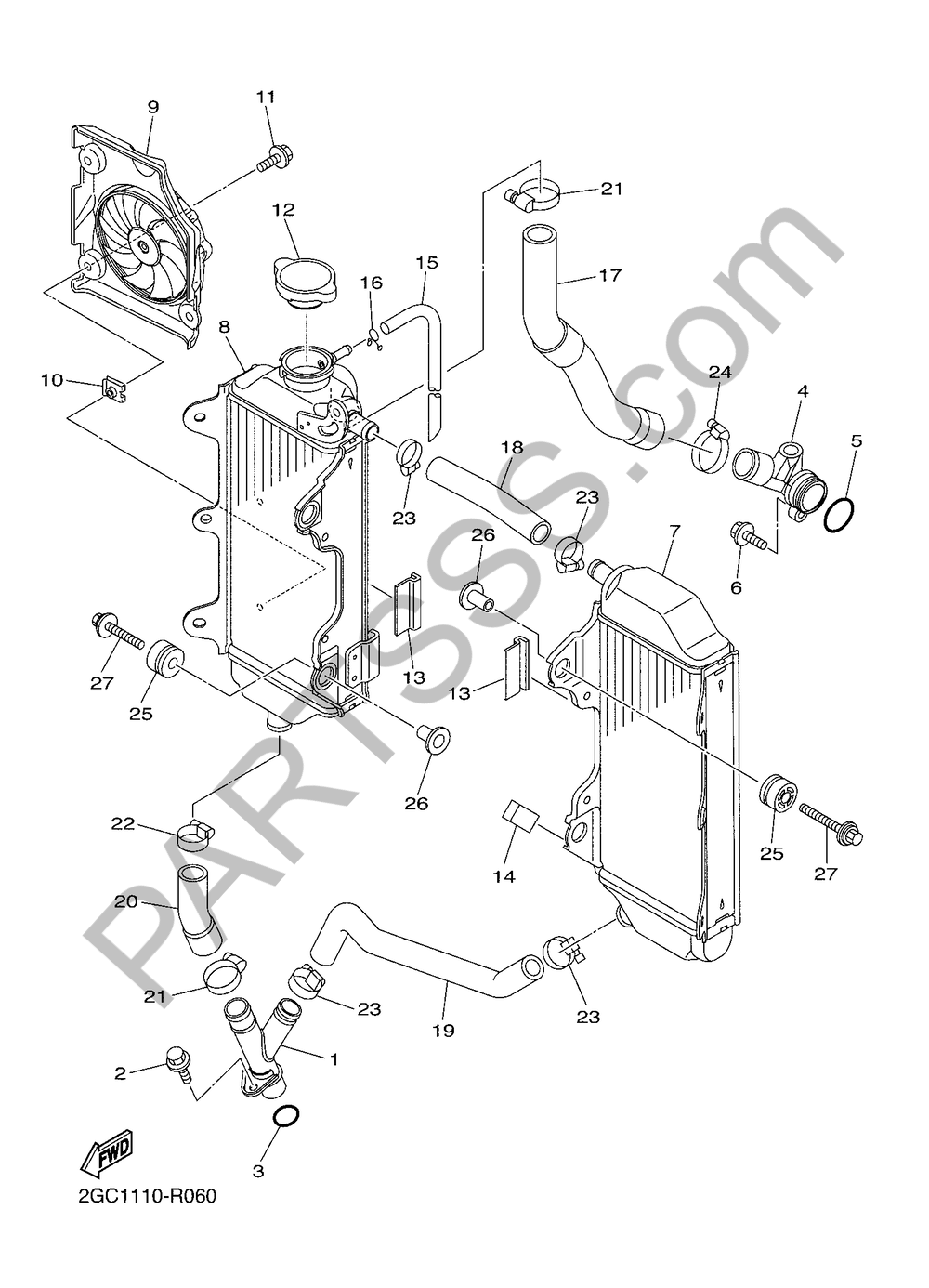 RADIATOR & HOSE Yamaha WR450F 2018