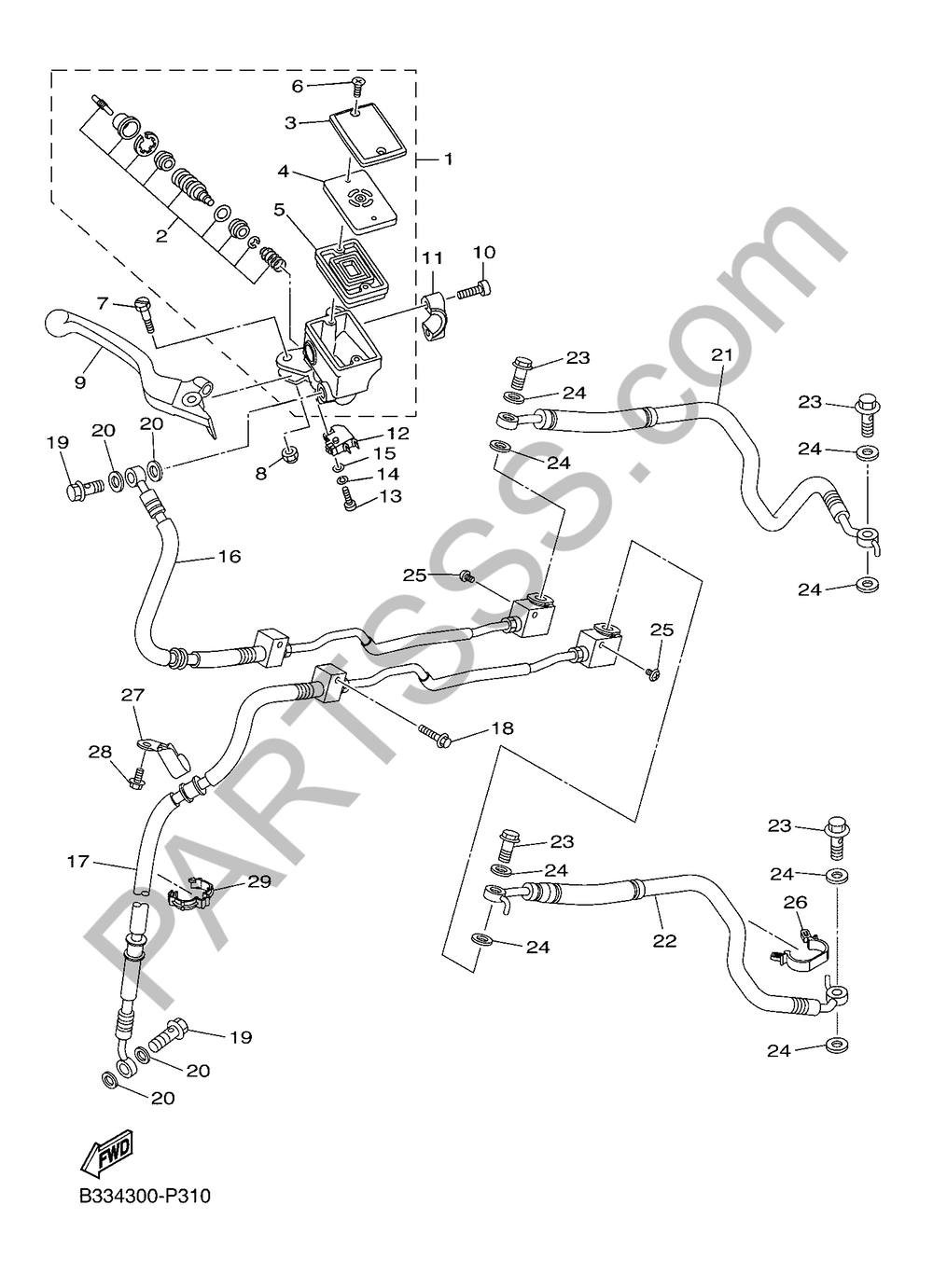 CILINDRO MAESTRO DELANTERO Yamaha XVS950CR ABS 2016