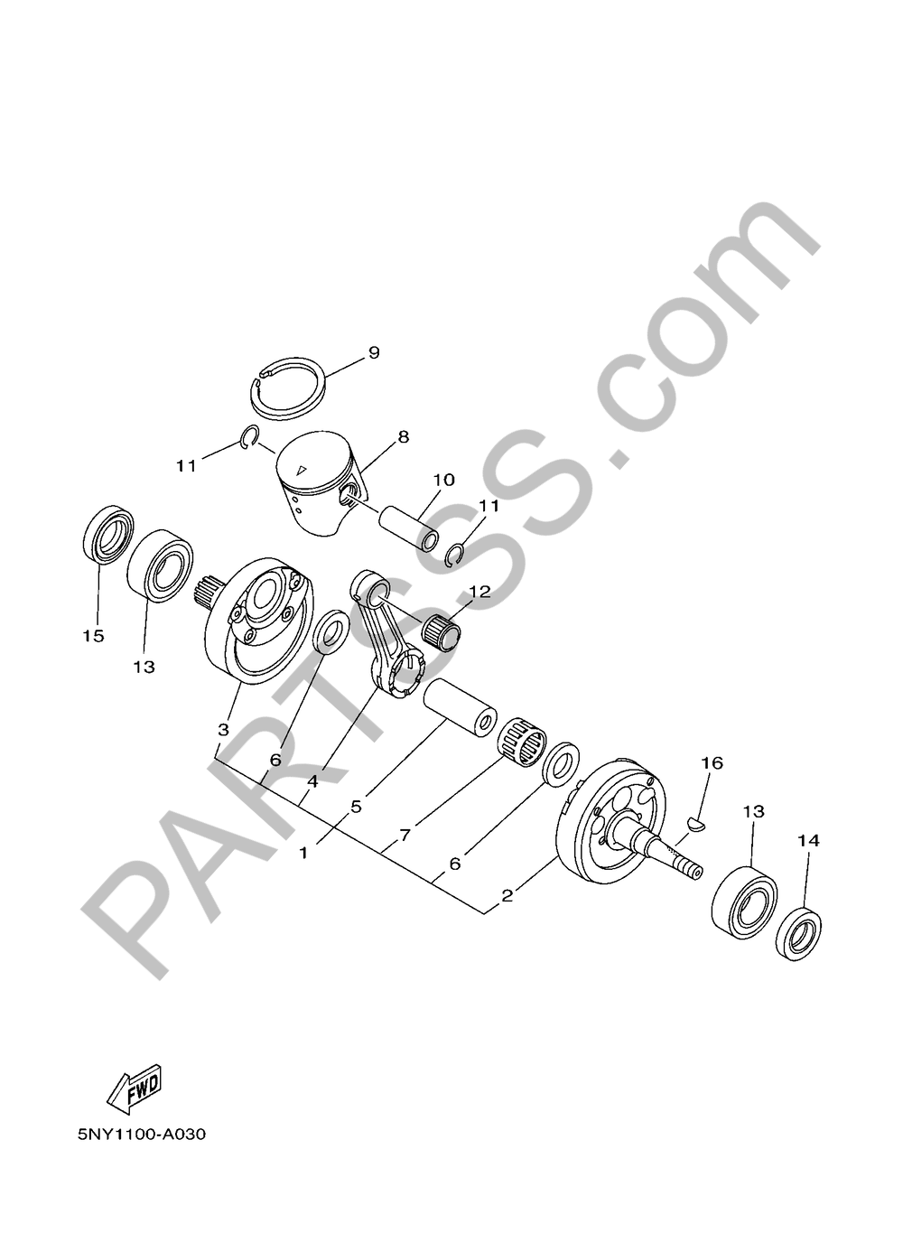 CRANKSHAFT & PISTON Yamaha YZ125 2017