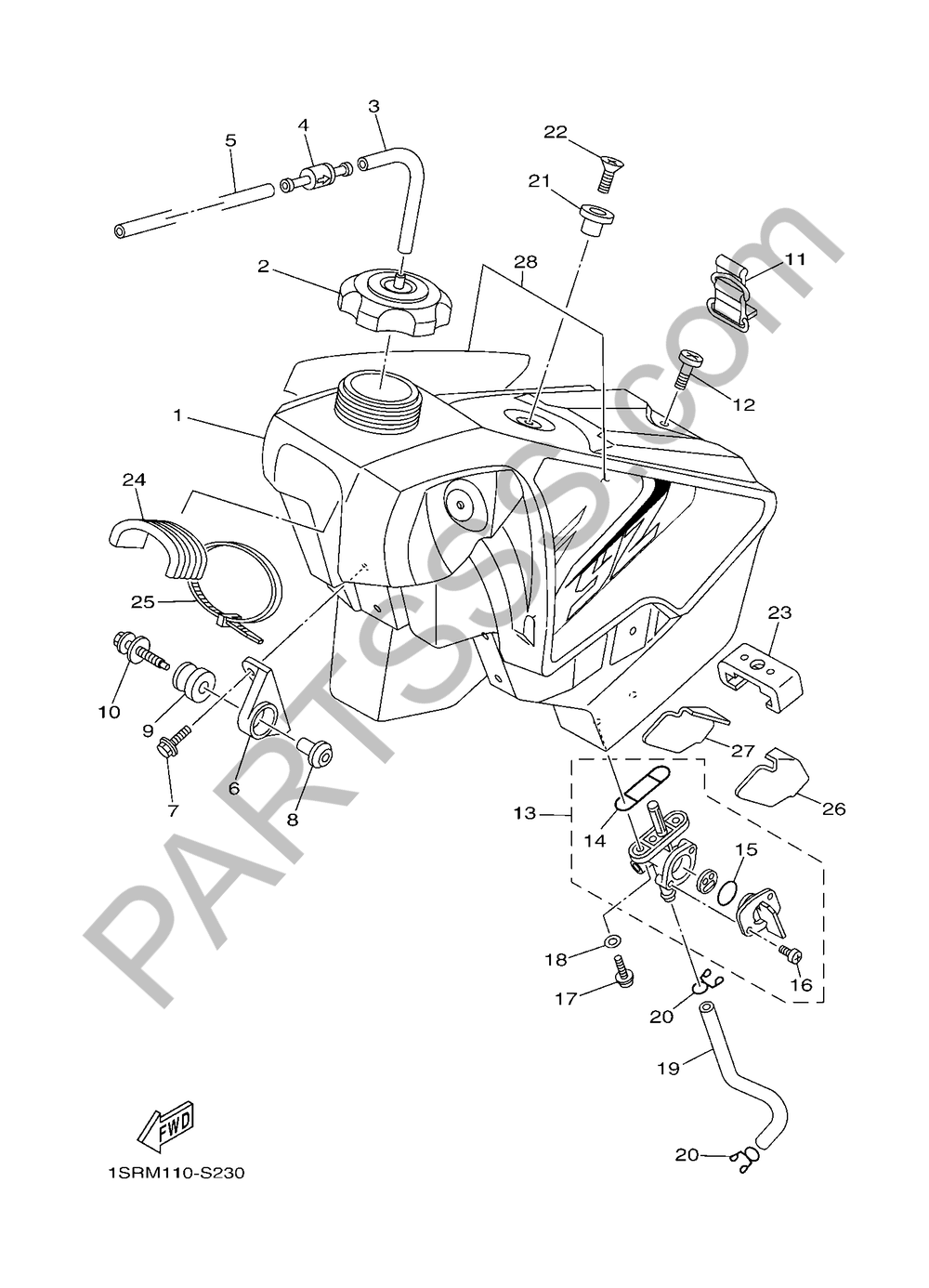 FUEL TANK Yamaha YZ125 2017
