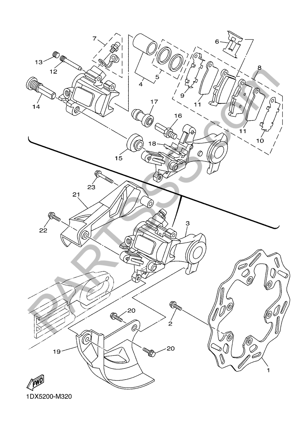 REAR BRAKE CALIPER Yamaha YZ125 2017