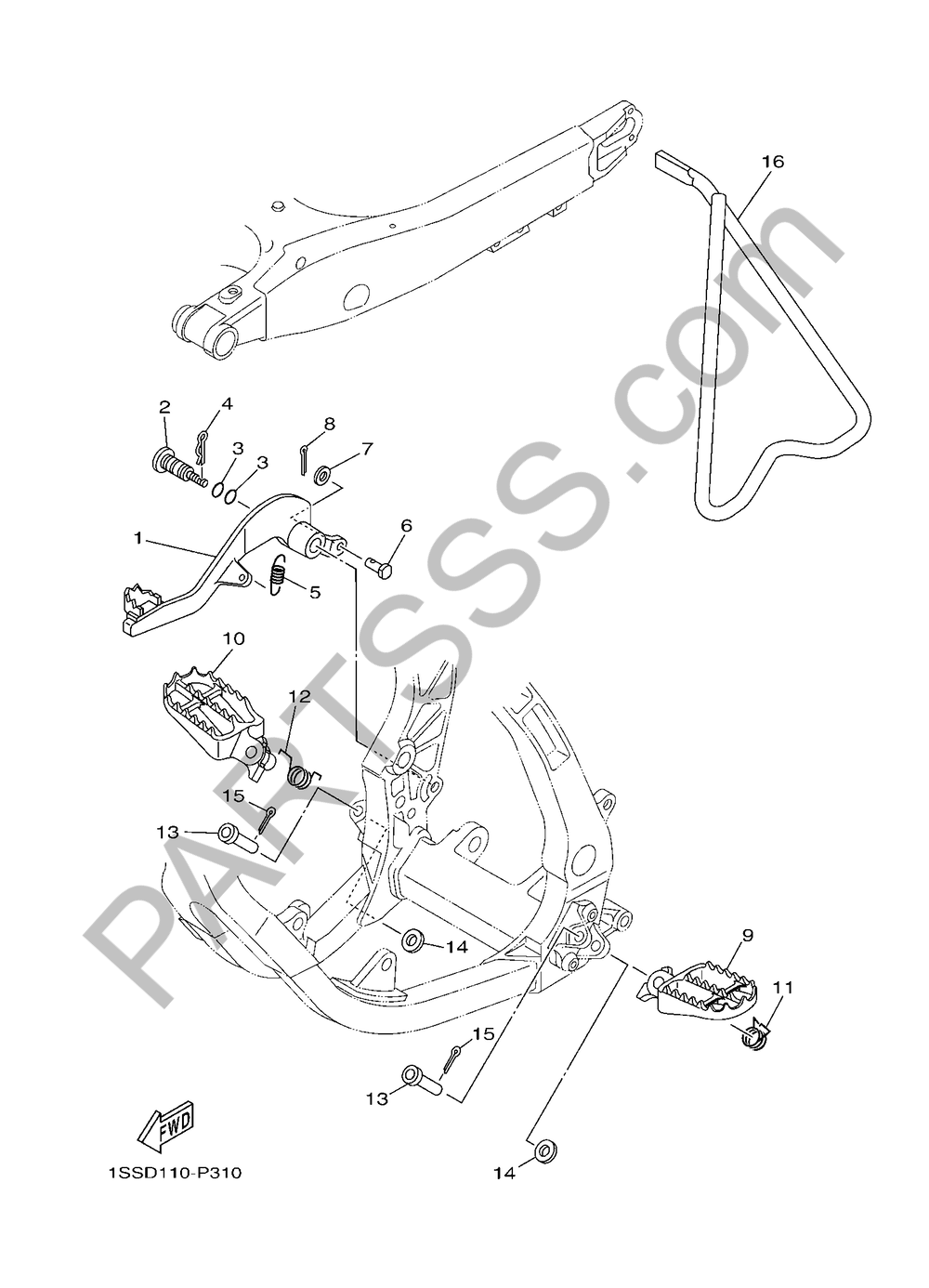 STAND & FOOTREST Yamaha YZ125 2017