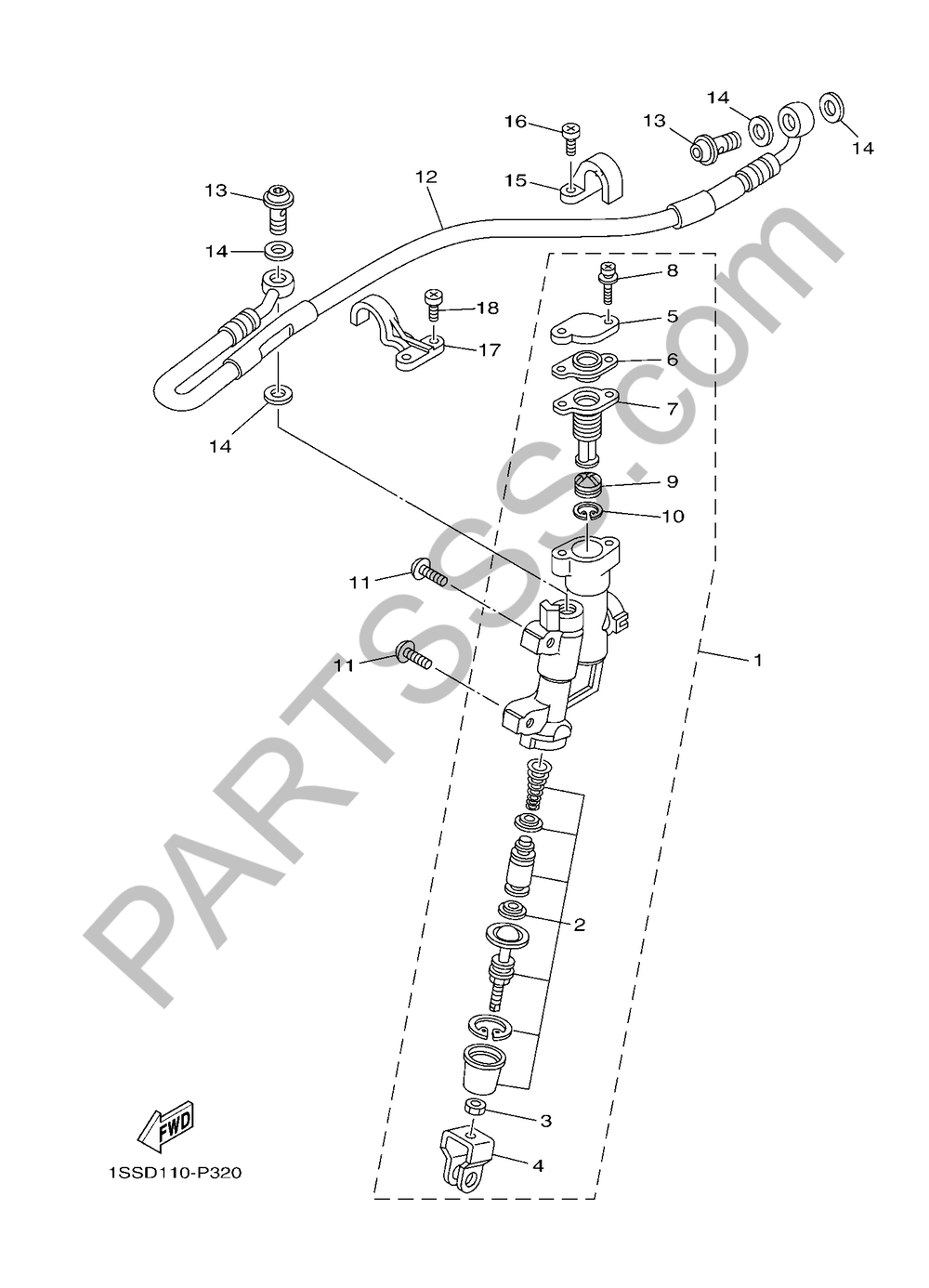 REAR MASTER CYLINDER Yamaha YZ250 2018