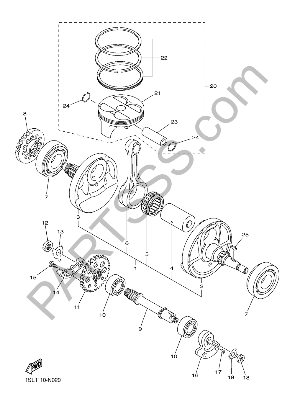 CRANKSHAFT & PISTON Yamaha YZ450F 2017