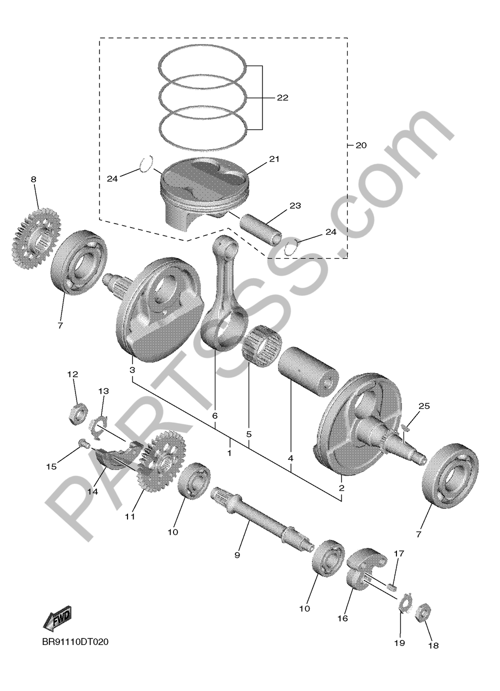 CRANKSHAFT & PISTON Yamaha YZ450F 2018
