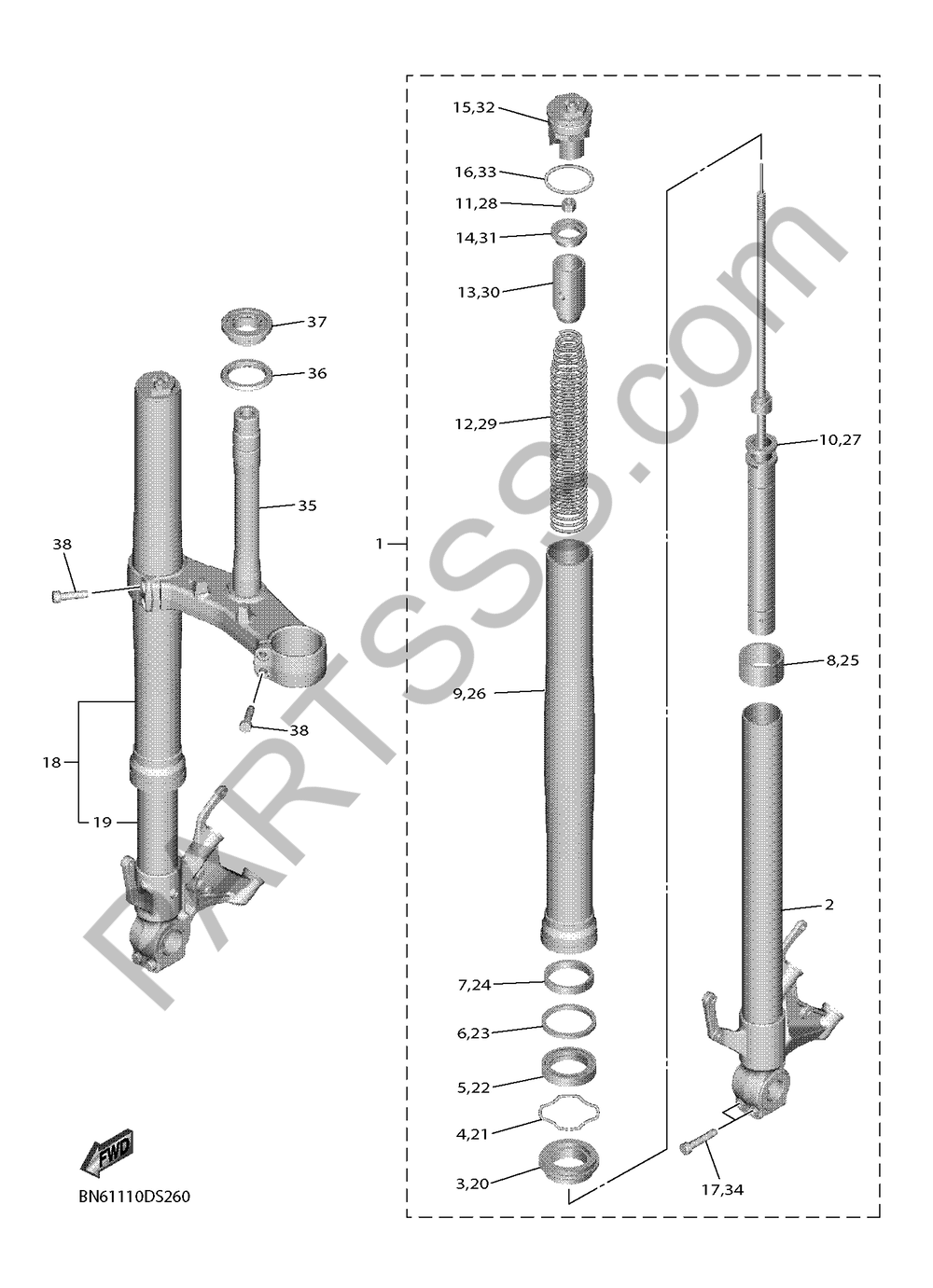 HORQUILLA DELANTERA Yamaha YZF-R6 2018
