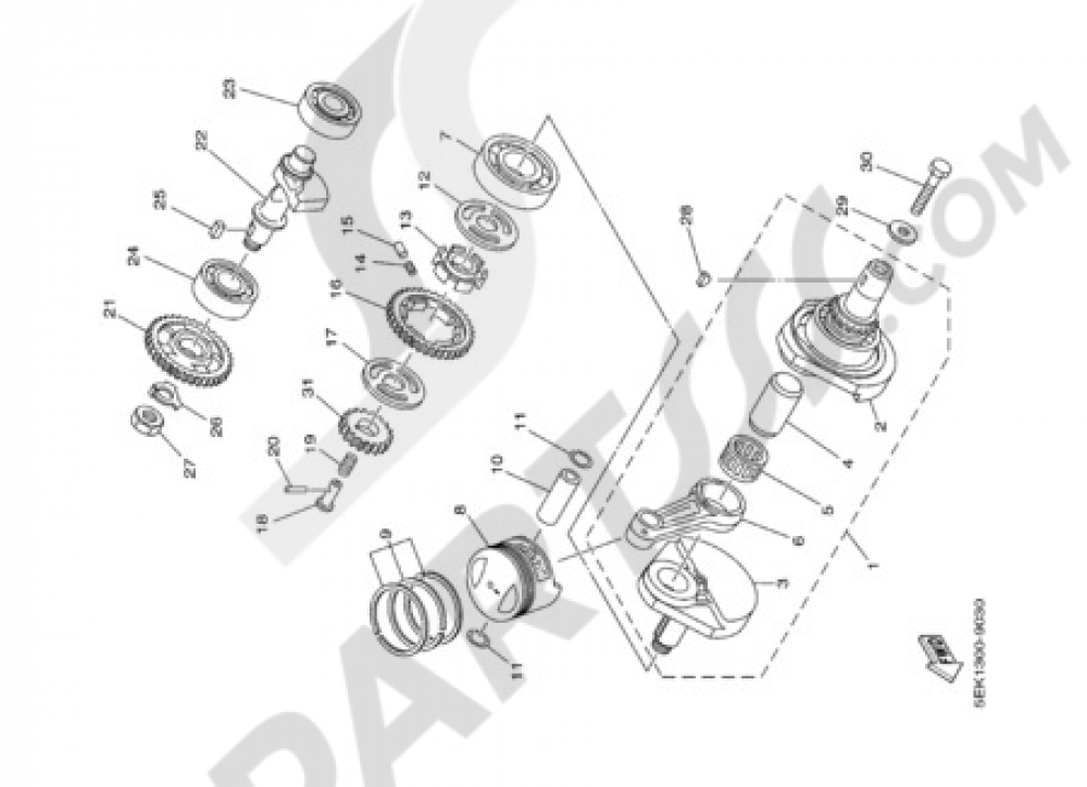 CRANKSHAFT PISTON Yamaha TW125 2003