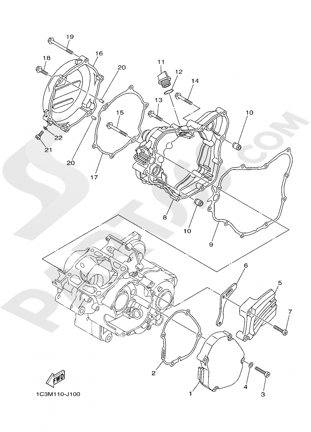 CRANKCASE COVER 1 Yamaha YZ125 2019