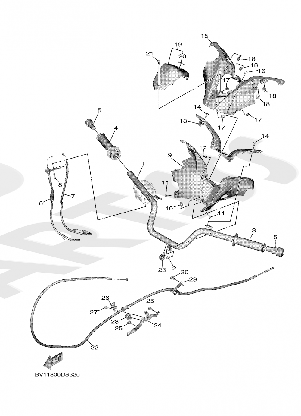 STEERING HANDLE & CABLE Yamaha T-MAX 530 SX ABS 2018