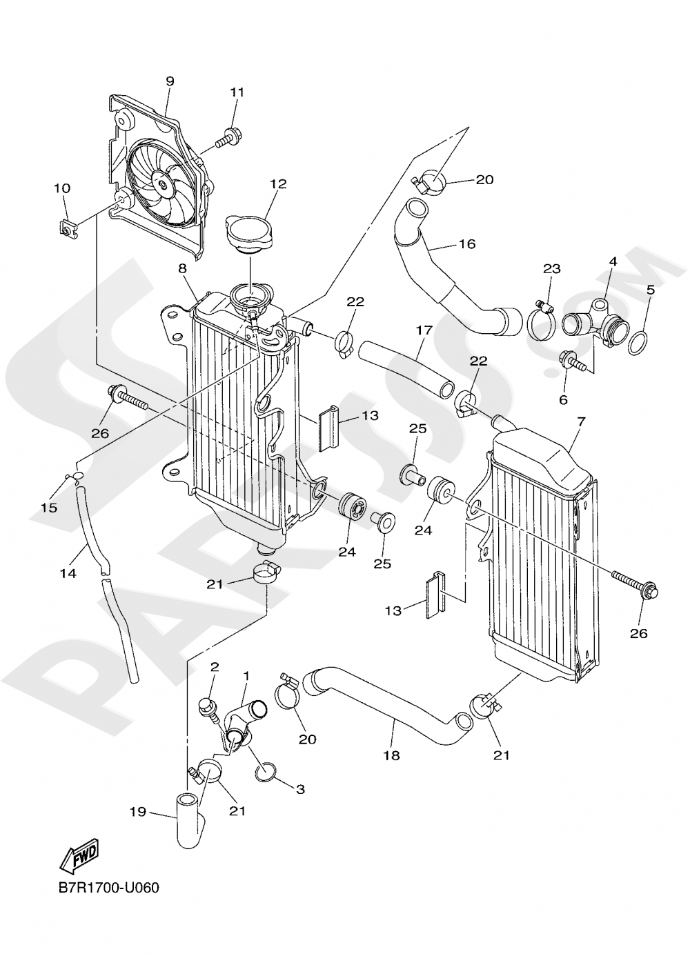 RADIATOR & HOSE Yamaha WR450F 2020
