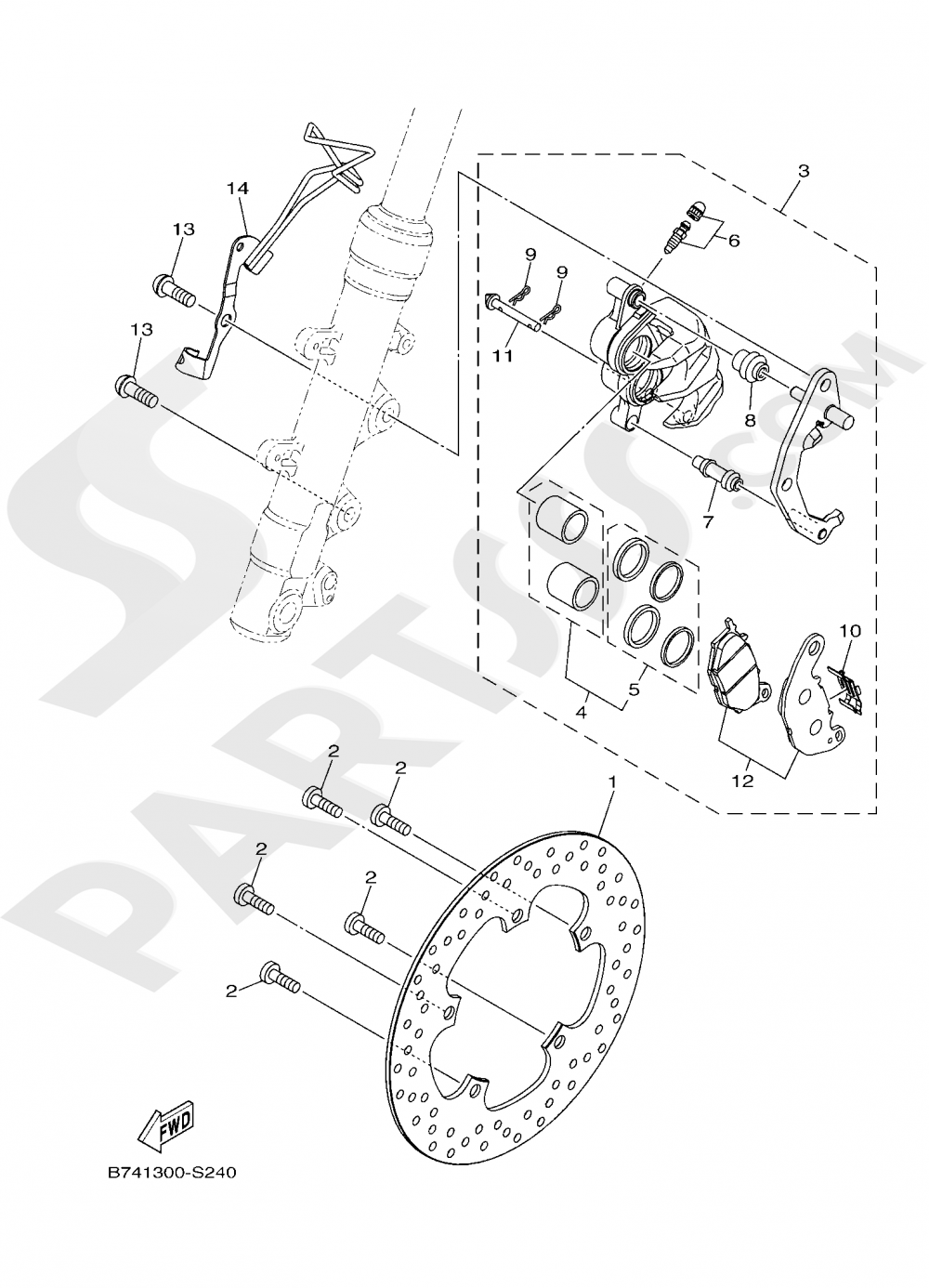 FRONT BRAKE CALIPER Yamaha X-MAX 300 2020
