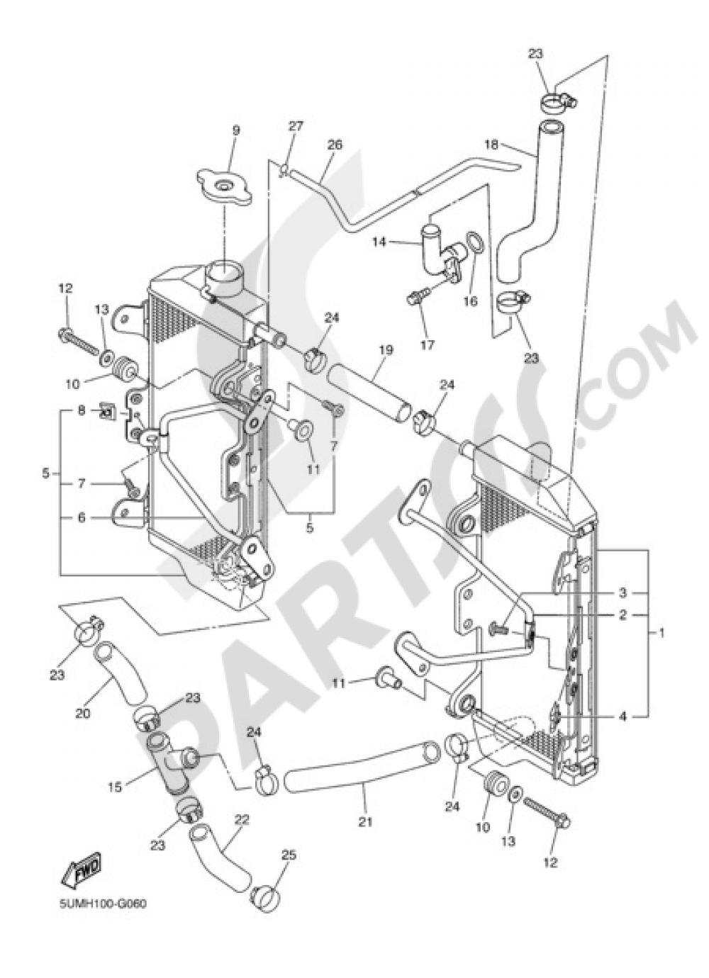 RADIATOR & HOSE Yamaha WR250F 2008