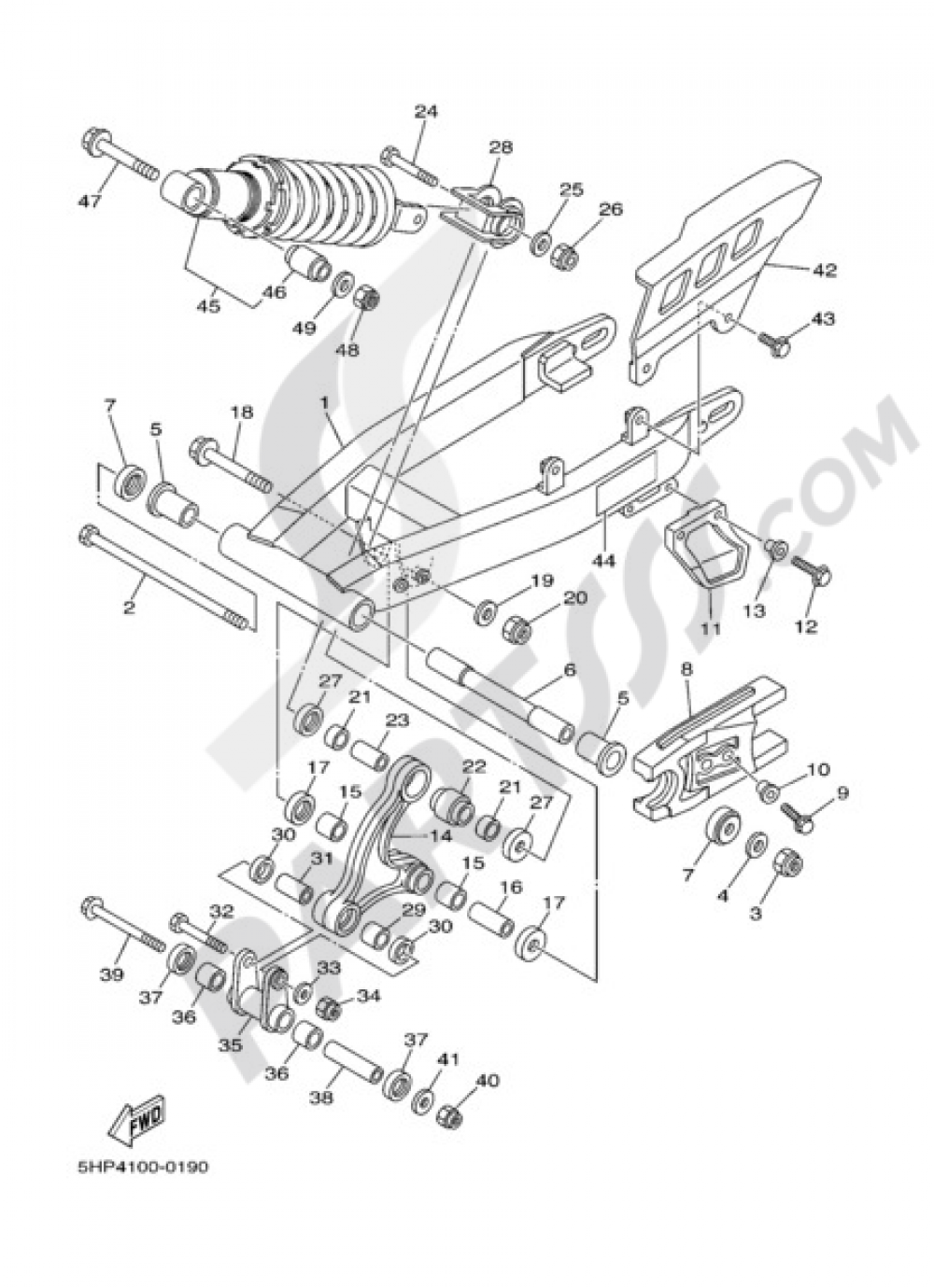 BRAS ARRIERE & SUSPENSION Yamaha TT R125LW 2001