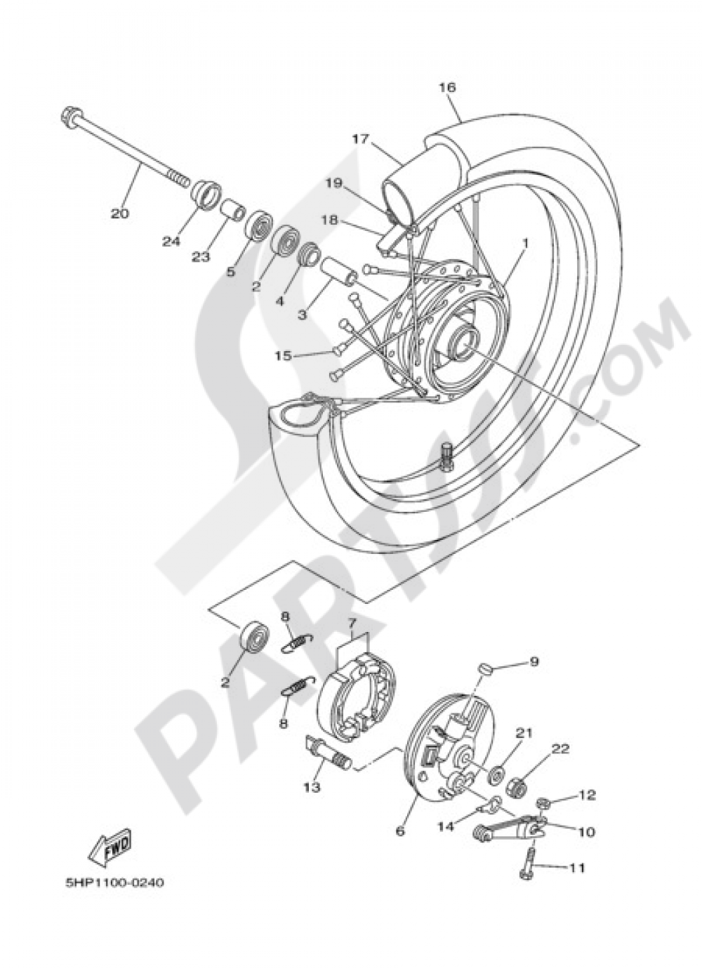 FRONT WHEEL Yamaha TT R125LW 2001