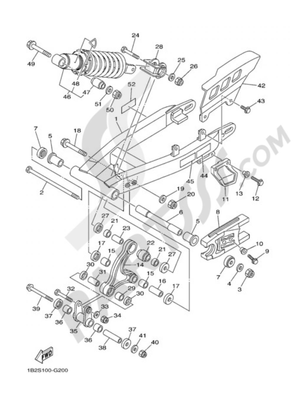 REAR ARM & SUSPENSION Yamaha TT R125LW 2008