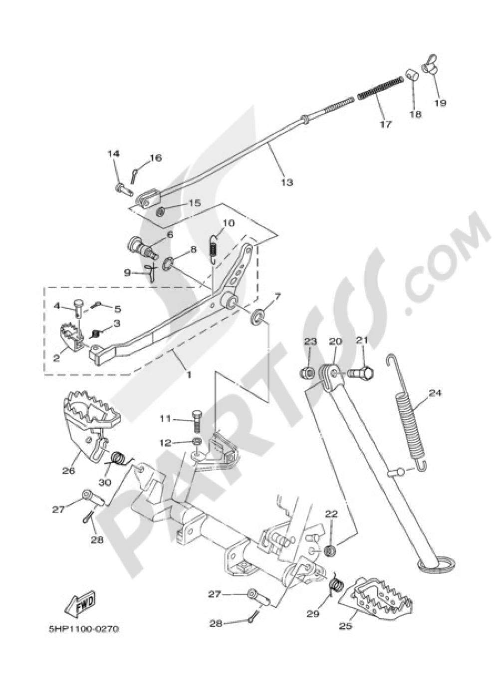 SUPPORT REPOSE-PIED Yamaha TT R125LW 2009