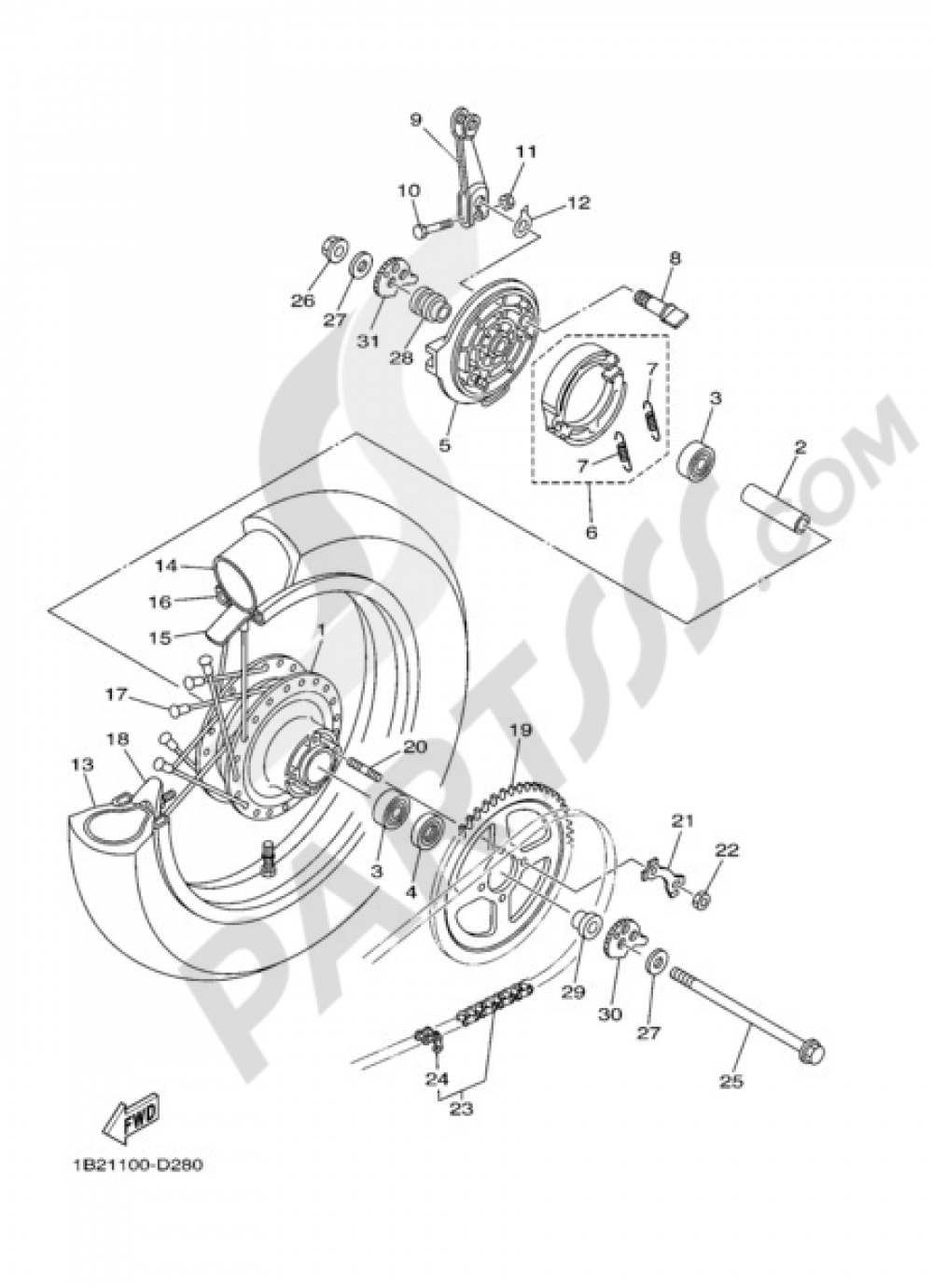REAR WHEEL Yamaha TT R125LW 2011