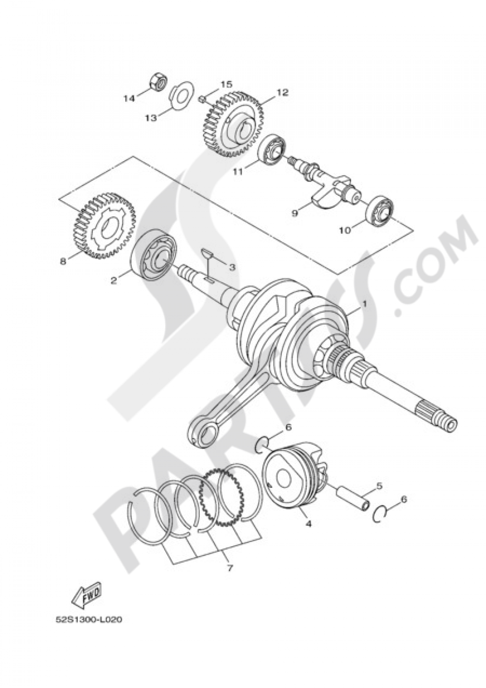 CRANKSHAFT & PISTON Yamaha X-Enter 125 2012