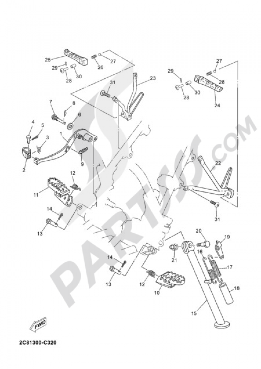 STAND & FOOTREST Yamaha DT125X 2005