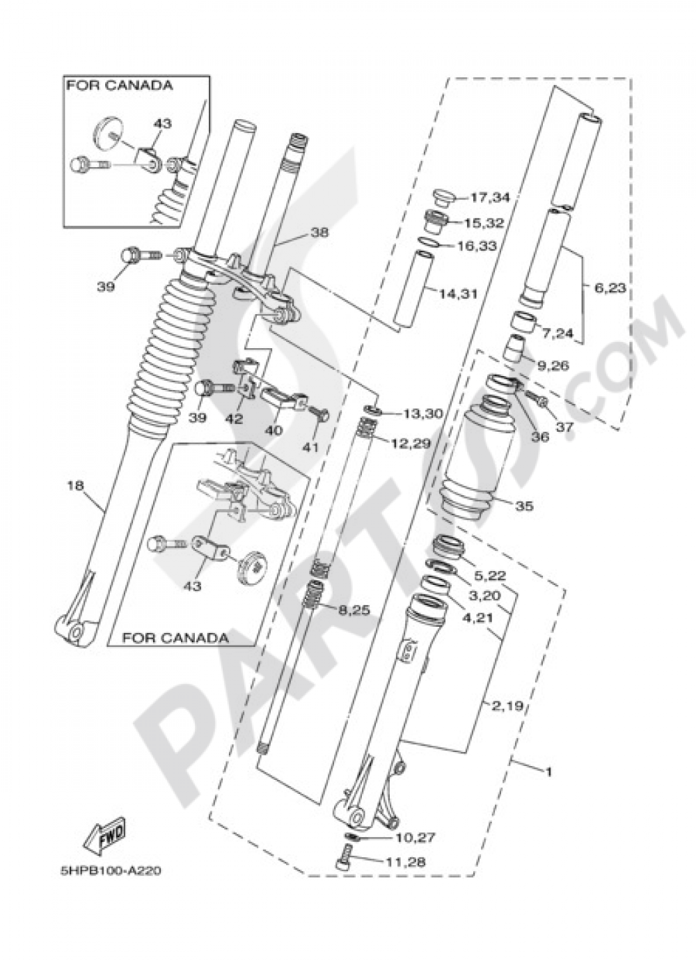 FRONT FORK Yamaha TT-R125 2004