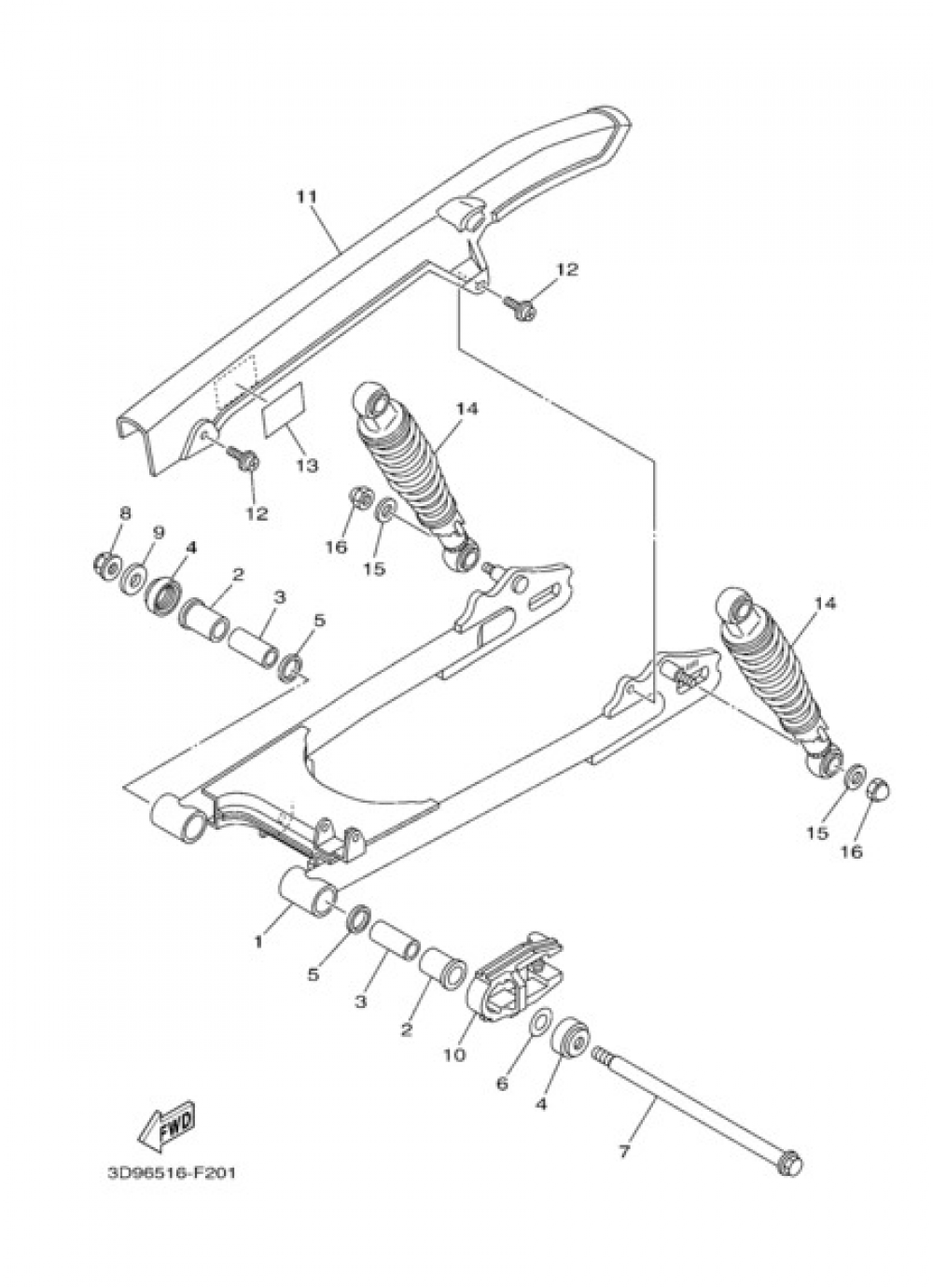 REAR ARM & SUSPENSION Yamaha YBR125 2010