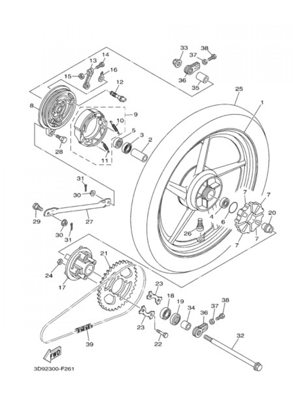 REAR WHEEL Yamaha YBR125 2010