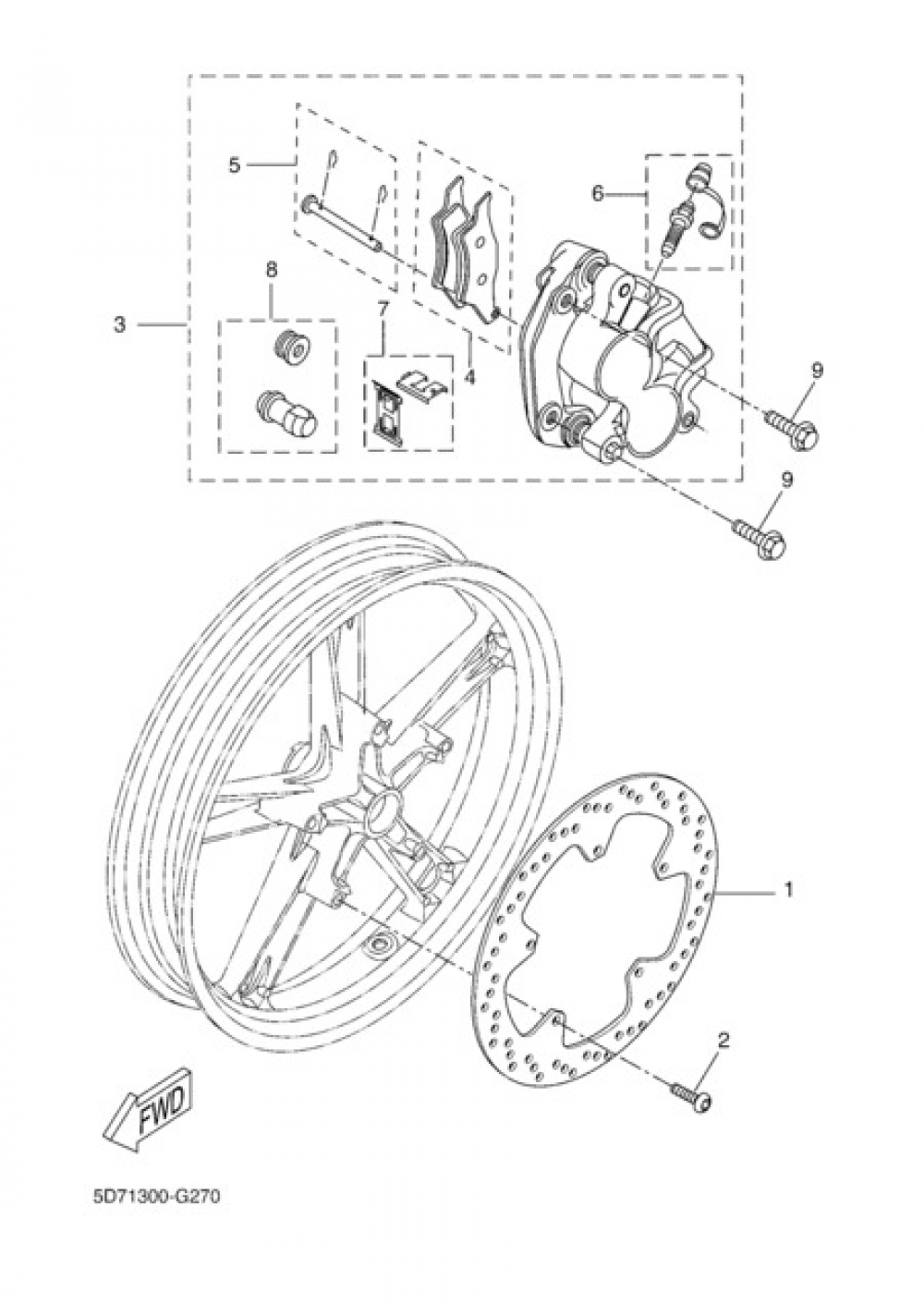 FRONT BRAKE CALIPPER Yamaha YZF-R125 2012